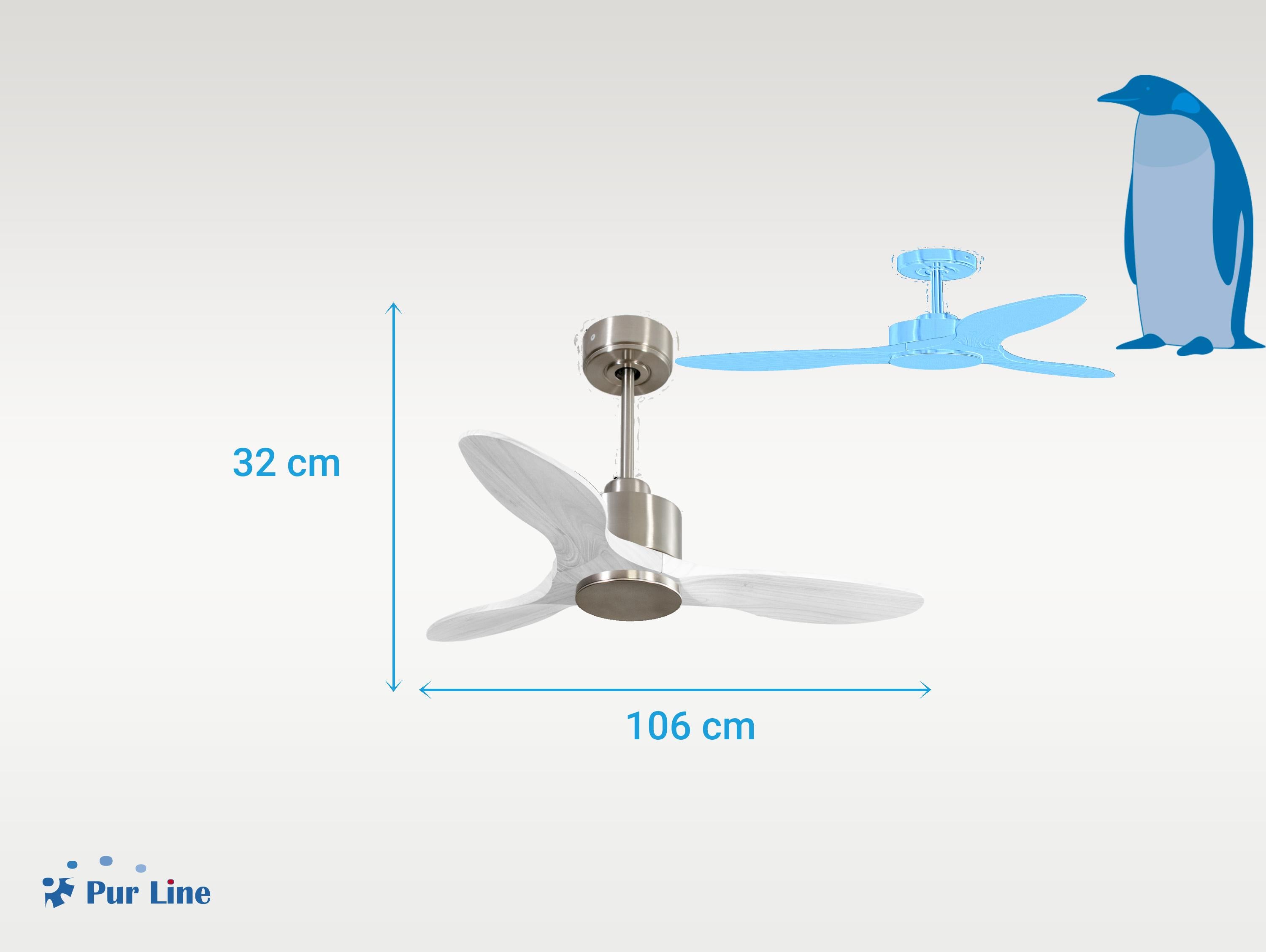 Ventilatore da soffitto Reversibile Termostato Wifi Motore CC Tetti inclinati Telecomando Hypersilence Memoria