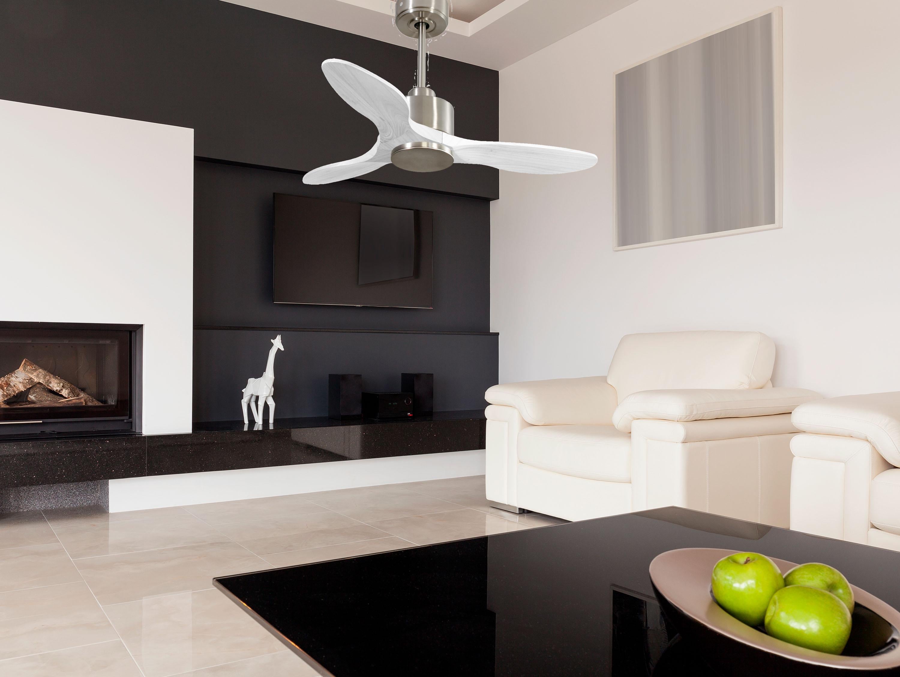 Ventilatore da soffitto Reversibile Termostato Wifi Motore CC Tetti inclinati Telecomando Hypersilence Memoria