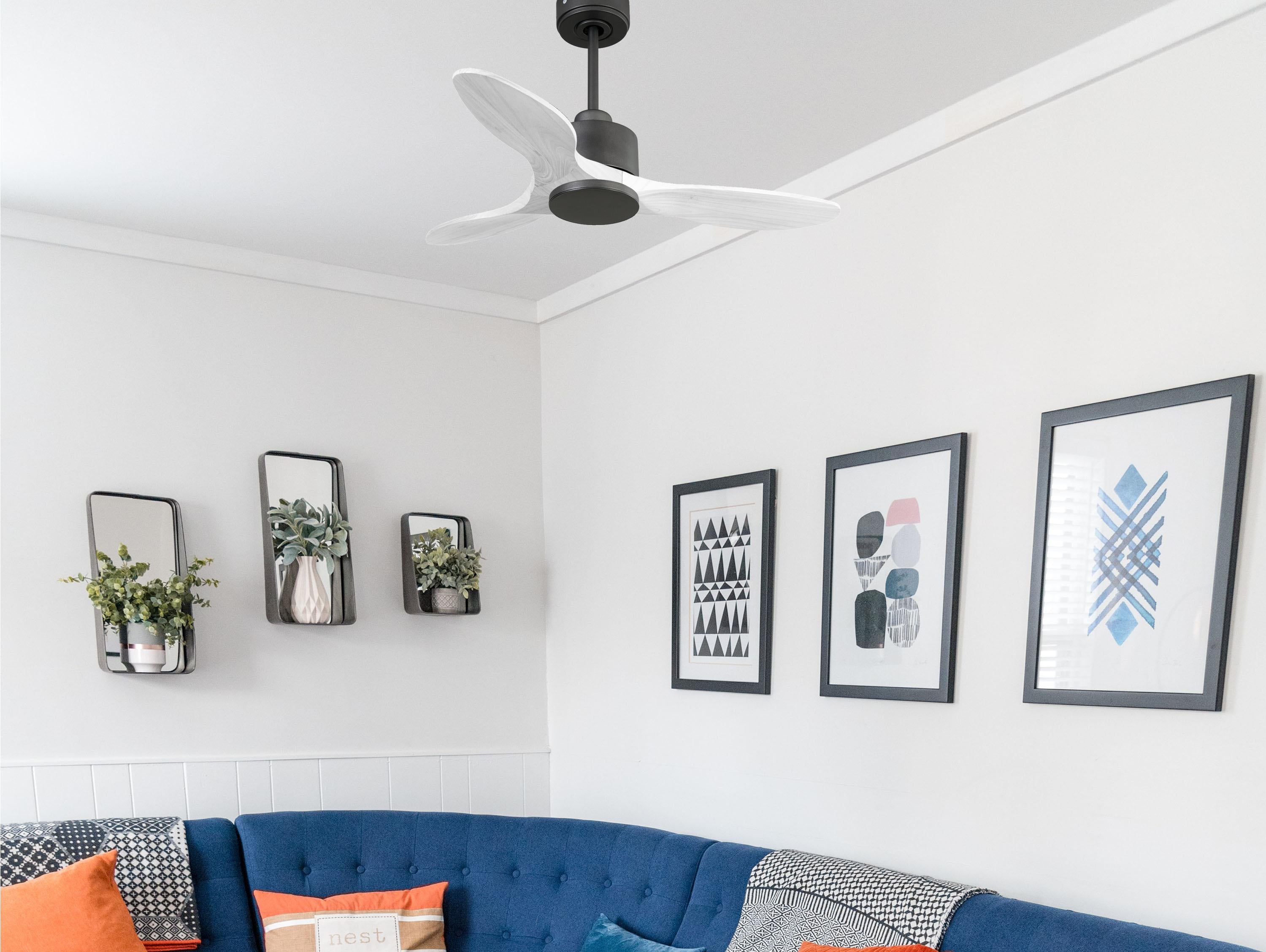 Ventilatore da soffitto Reversibile Termostato Wifi Motore CC Tetti inclinati Telecomando Hypersilence Memoria Shopify Vendible (AUTOMATICO)