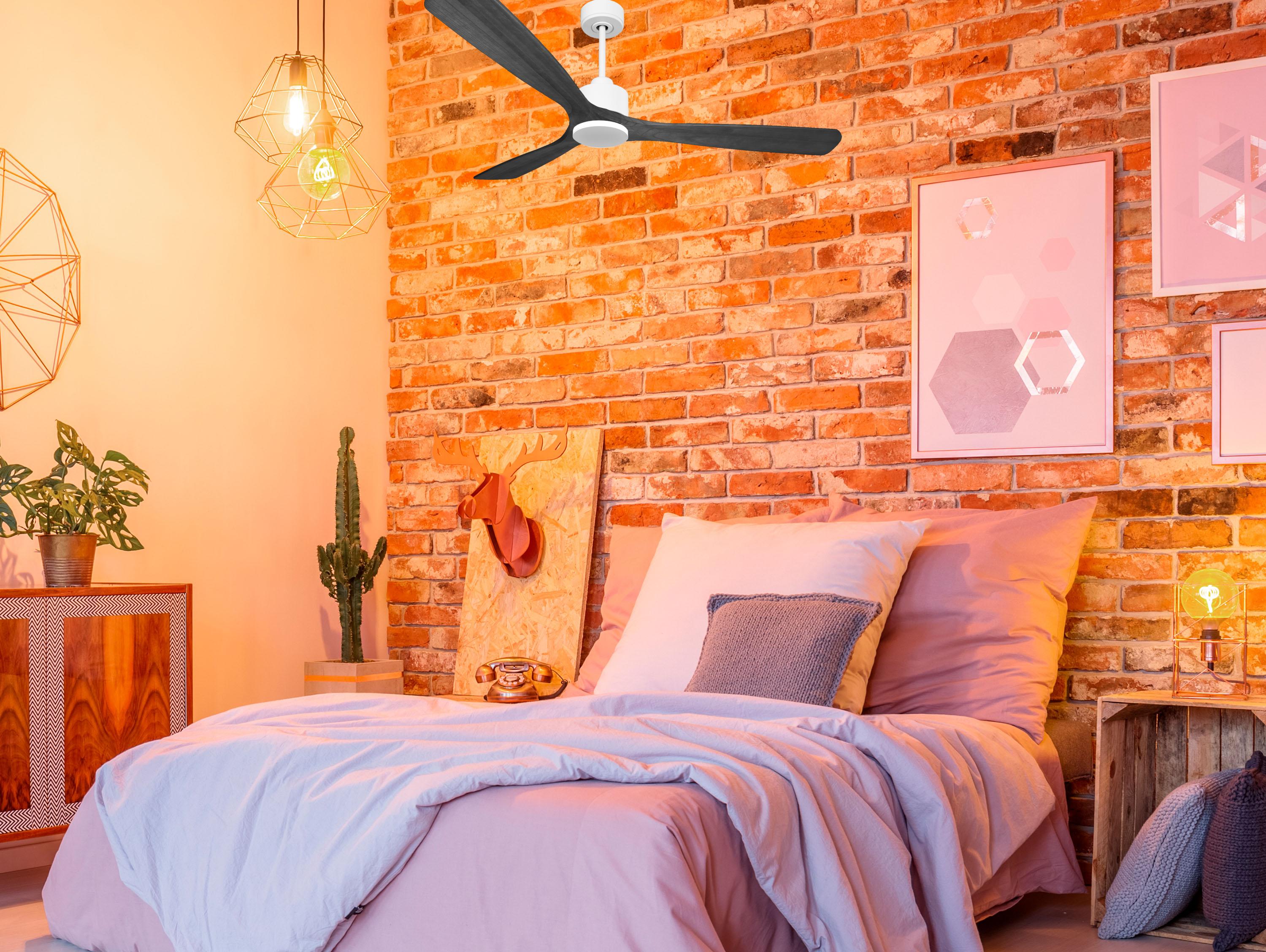 Ventilatore da soffitto Reversibile Termostato Wifi Motore CC Tetti inclinati Telecomando Hypersilence Memoria