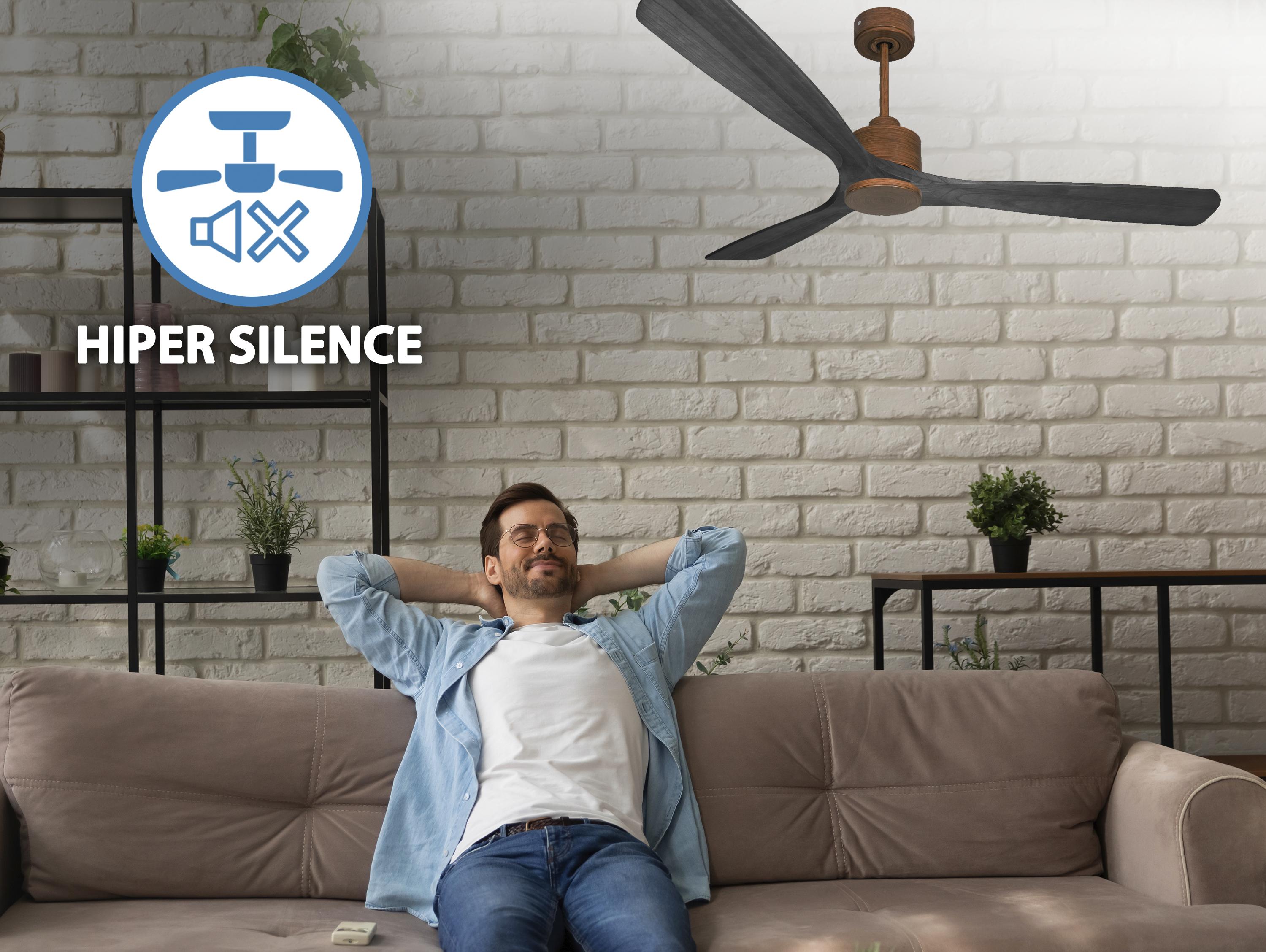 Ventilatore da soffitto Reversibile Termostato Wifi Motore CC Tetti inclinati Telecomando Hypersilence Memoria