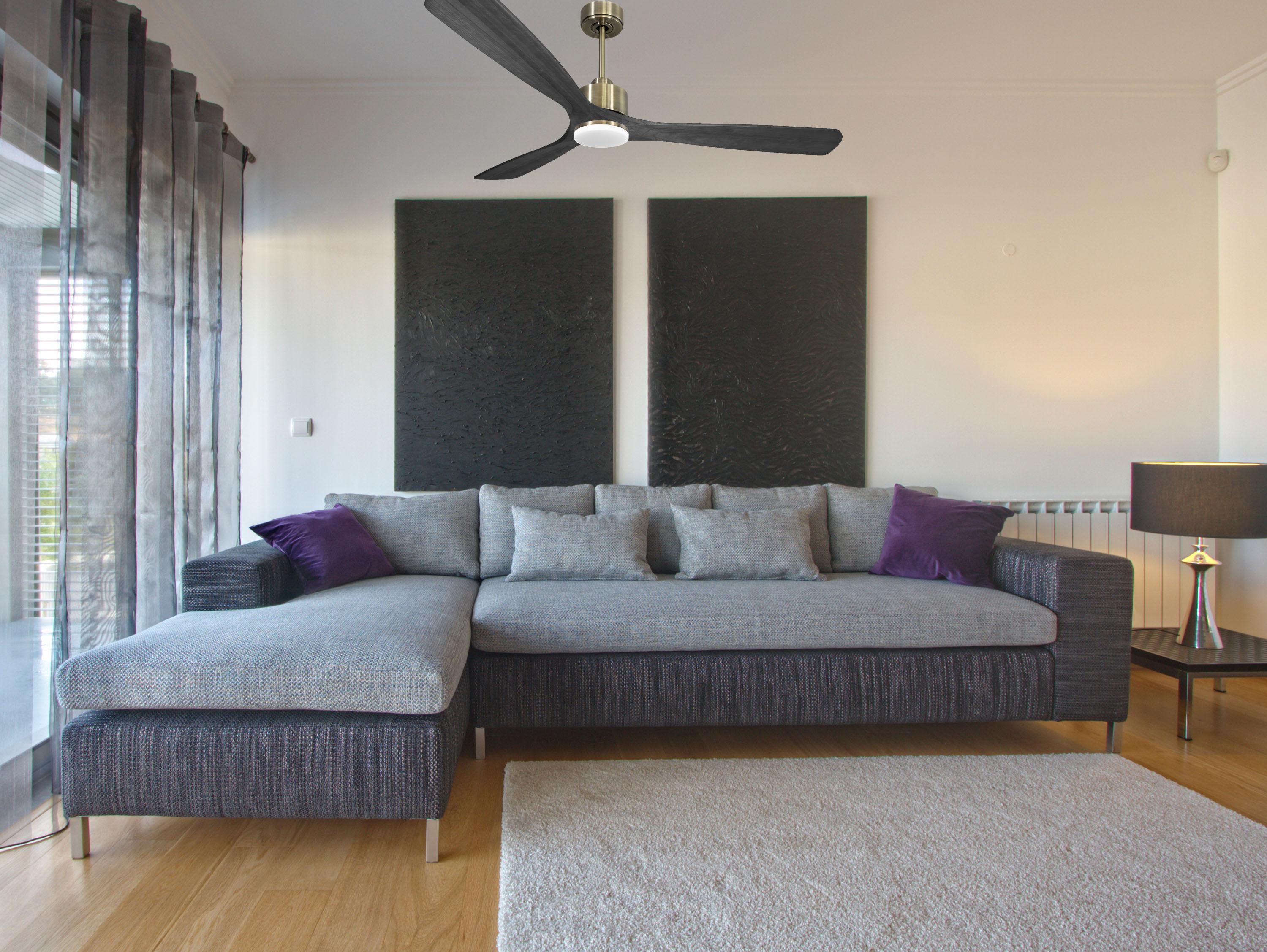Ventilatore da soffitto Reversibile Termostato Dimmabile Wifi Motore CC Tetti inclinati Telecomando Luce a tre toni Hypersilence Memoria