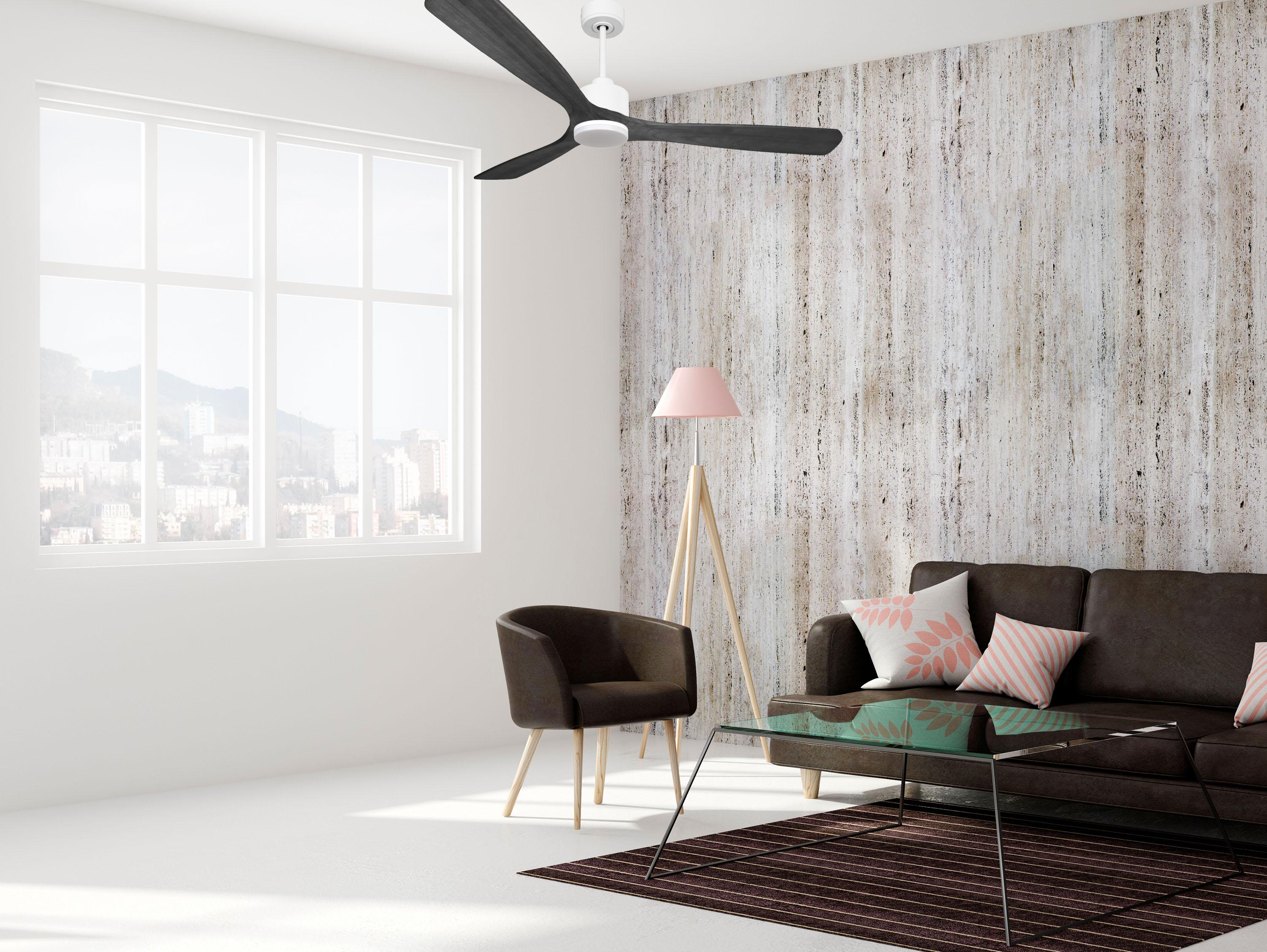 Ventilatore da soffitto Reversibile Termostato Dimmabile Wifi Motore CC Tetti inclinati Telecomando Luce a tre toni Hypersilence Memoria