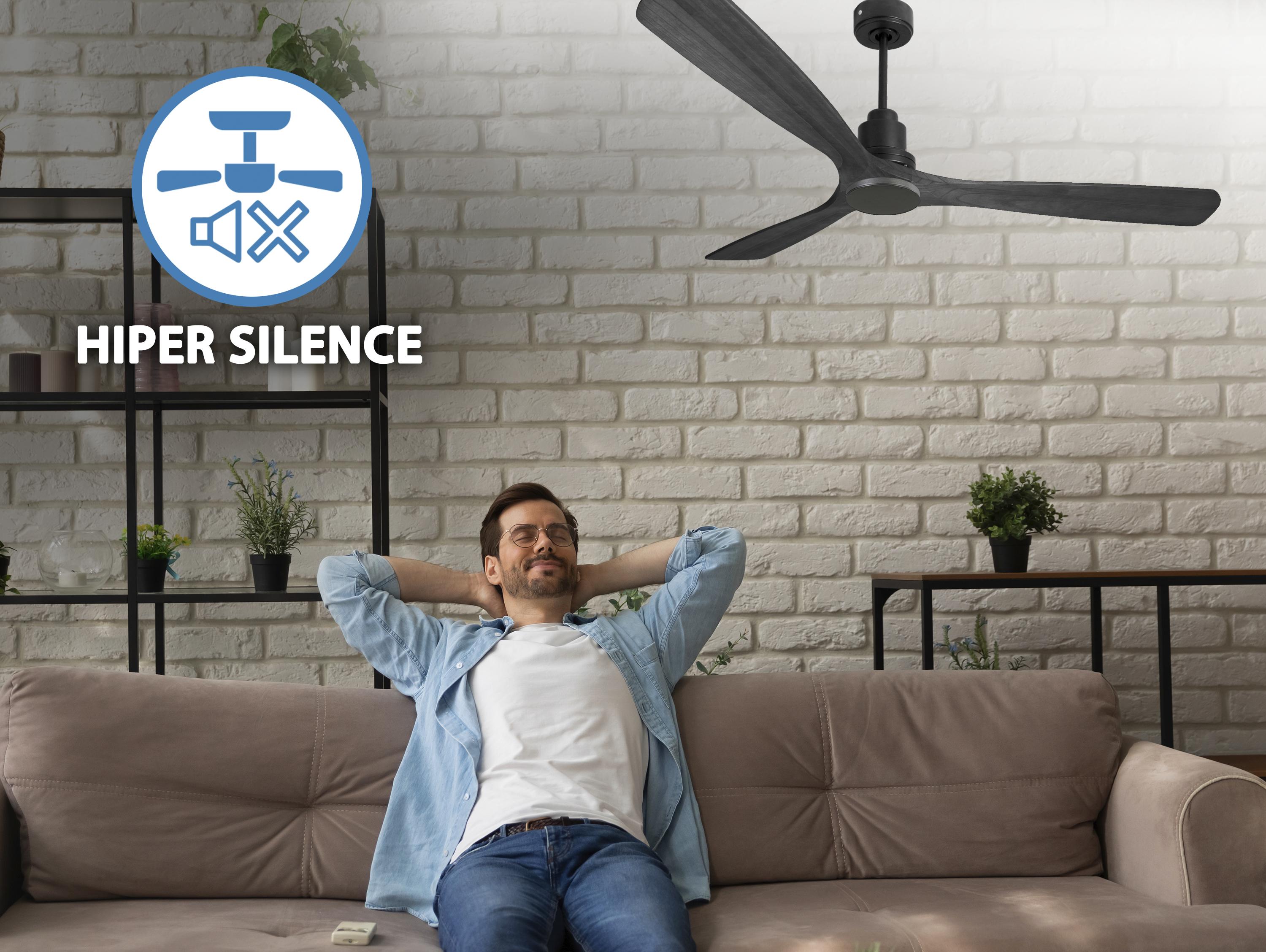 Ventilatore da soffitto Reversibile Termostato Wifi Motore CC Tetti inclinati Telecomando Hypersilence Memoria Shopify Vendible (AUTOMATICO)