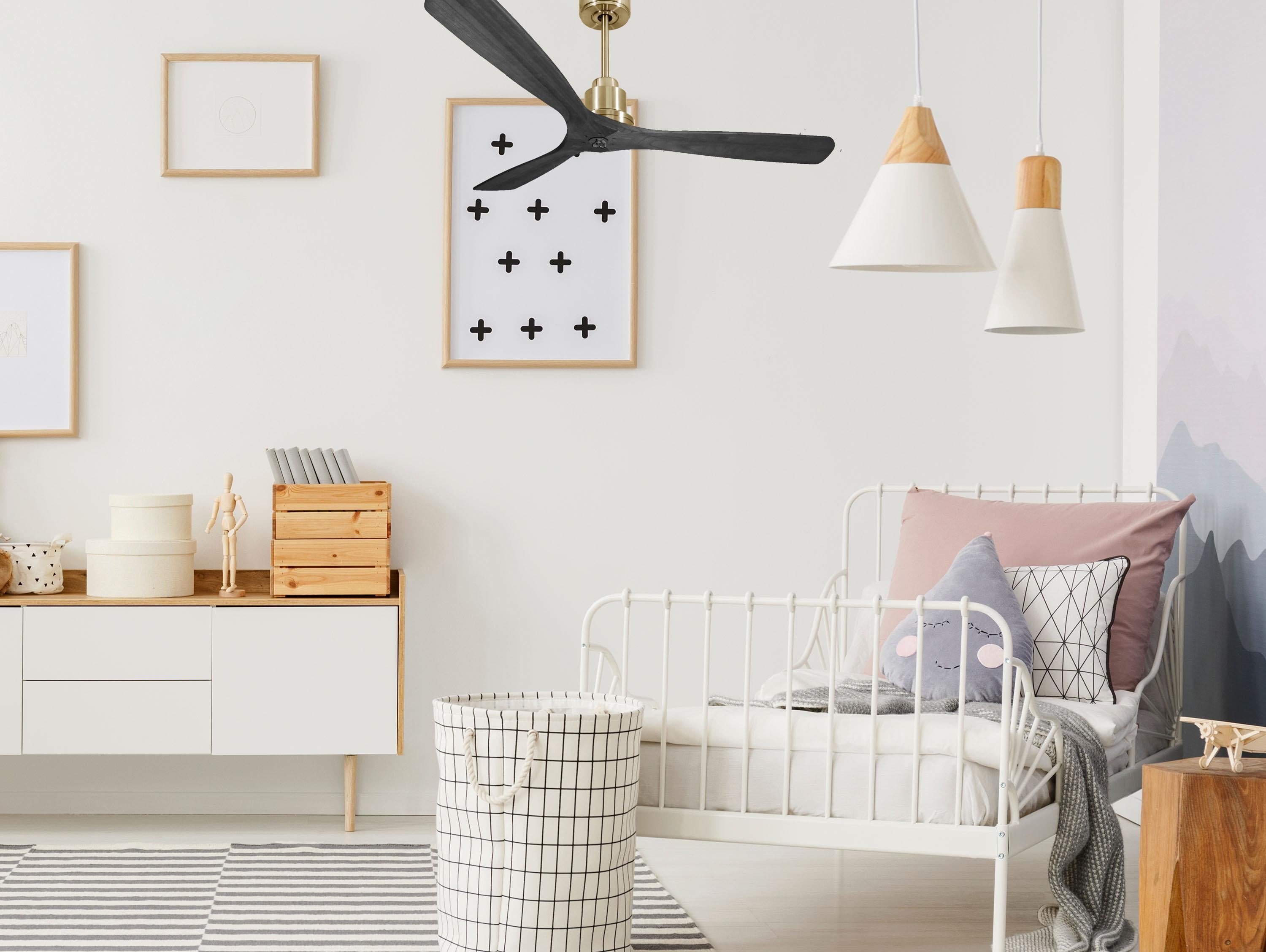 Ventilatore da soffitto Reversibile Termostato Dimmabile Wifi Motore CC Tetti inclinati Telecomando Luce a tre toni Hypersilence Memoria
