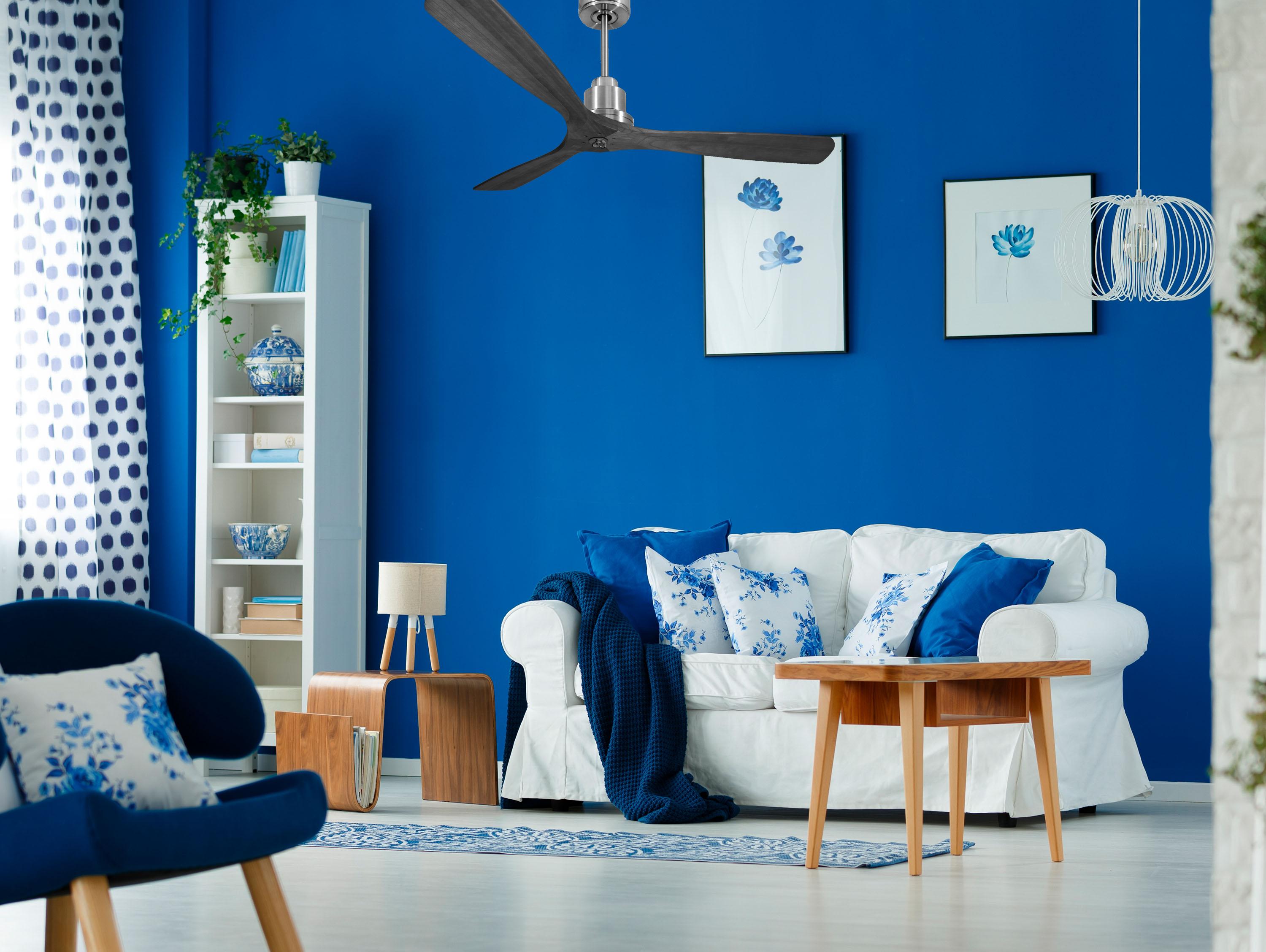 Ventilatore da soffitto Reversibile Termostato Dimmabile Wifi Motore CC Tetti inclinati Telecomando Luce a tre toni Hypersilence Memoria