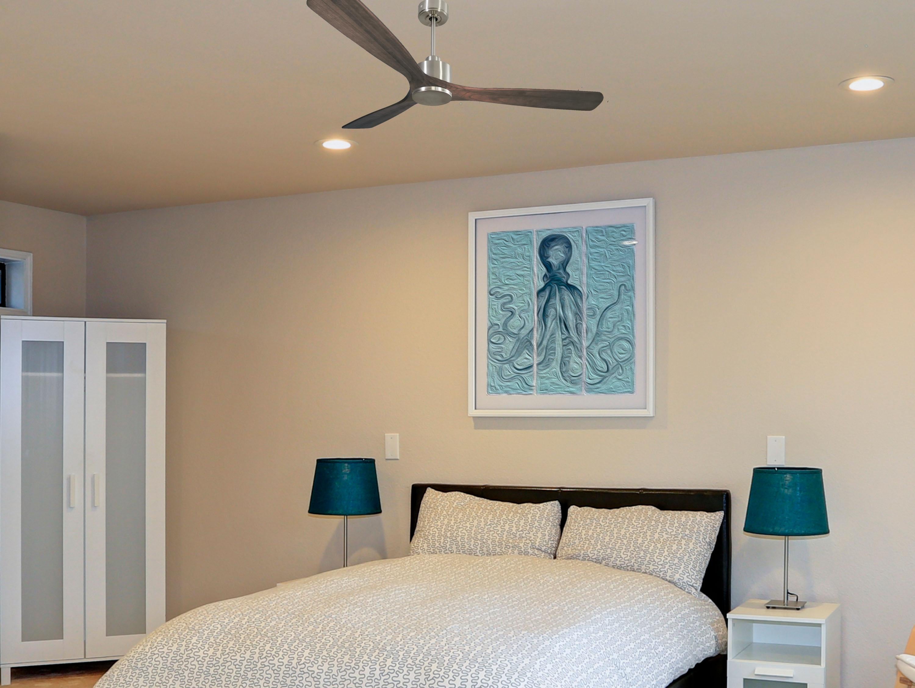 Ventilatore da soffitto Reversibile Termostato Wifi Motore CC Tetti inclinati Telecomando Memoria