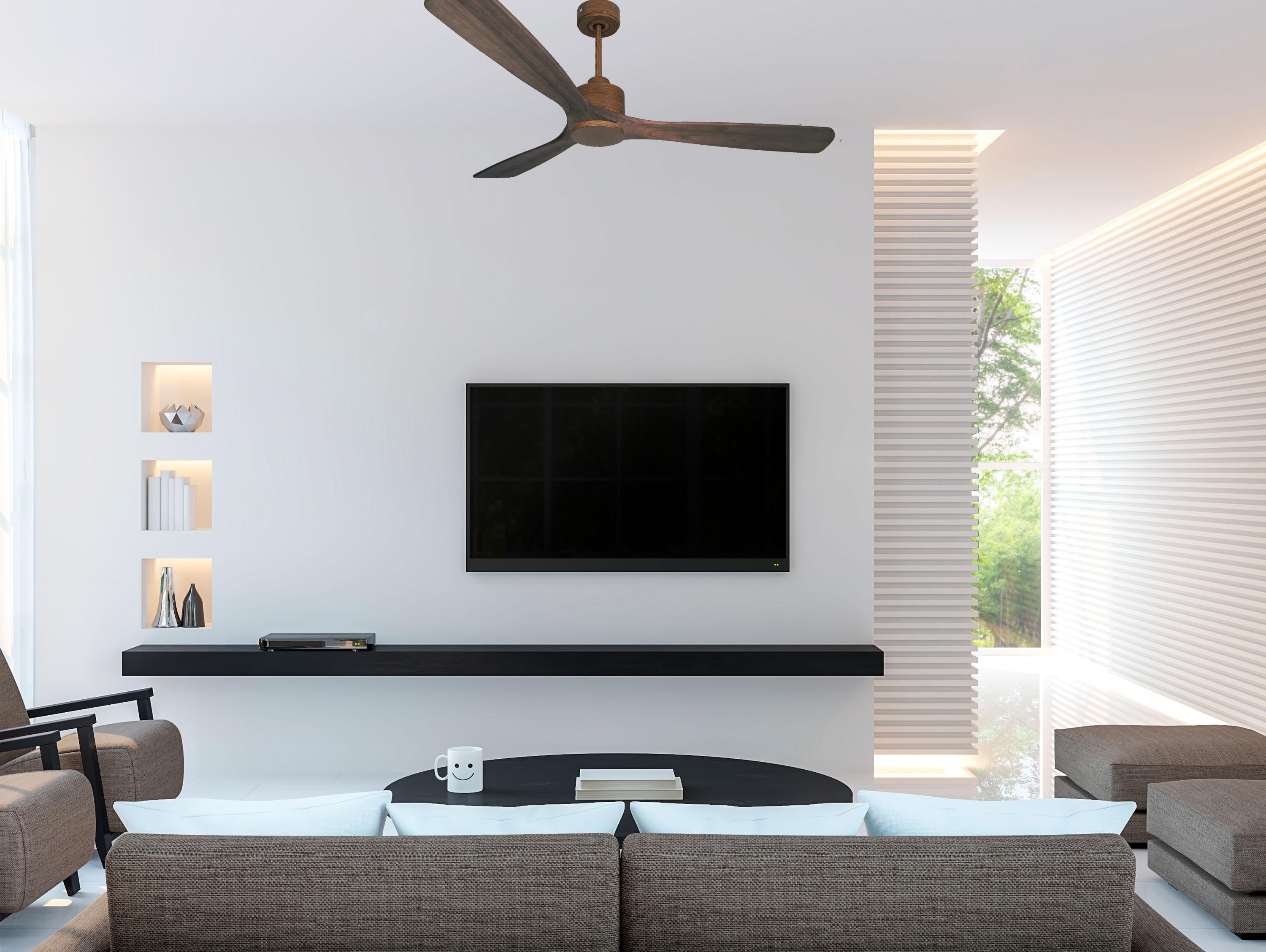 Ventilatore da soffitto Reversibile Termostato Wifi Motore CC Tetti inclinati Telecomando Memoria
