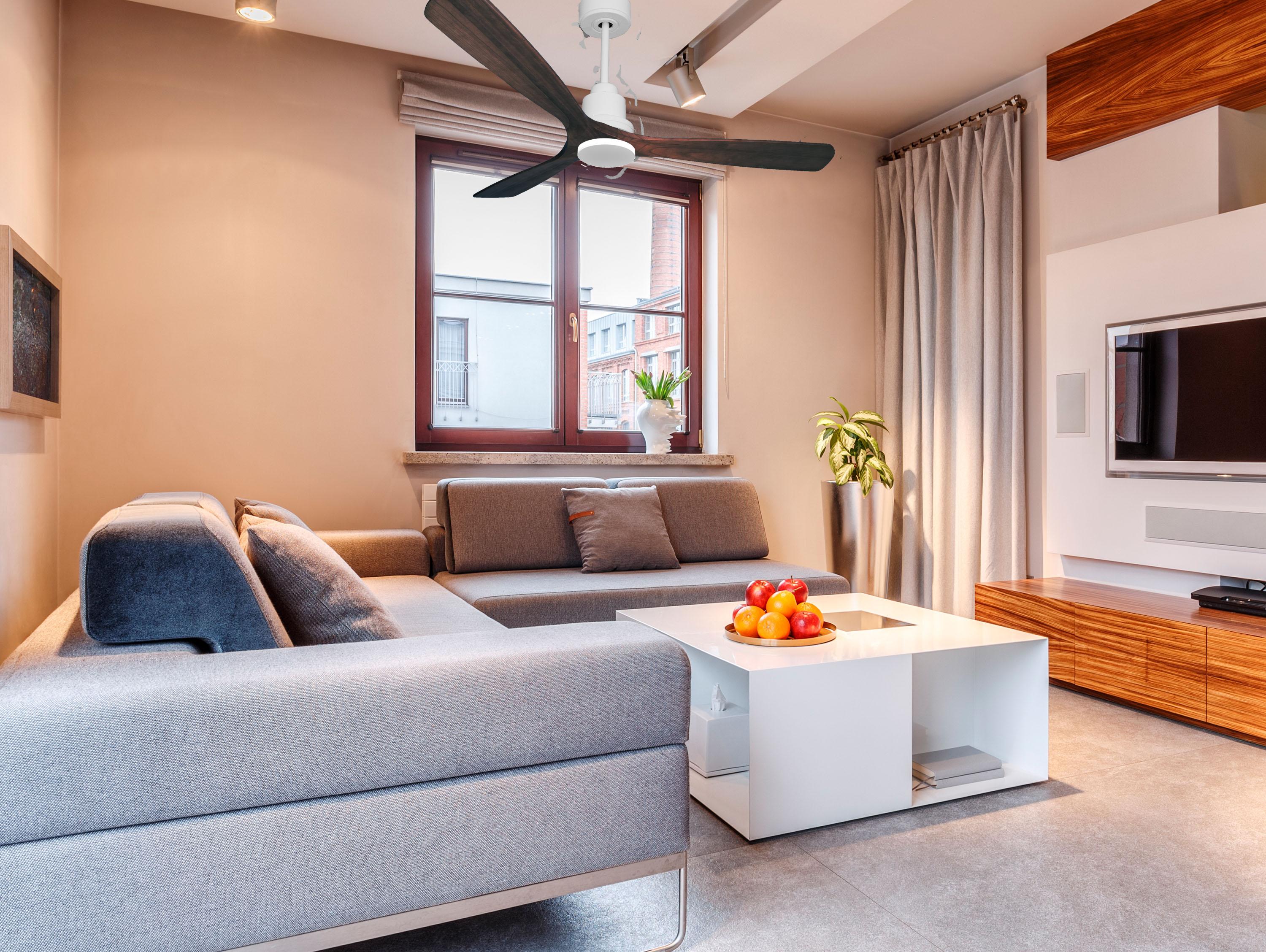 Ventilatore da soffitto Reversibile Termostato Wifi Motore CC Tetti inclinati Telecomando Hypersilence Memoria Shopify Vendible (AUTOMATICO)