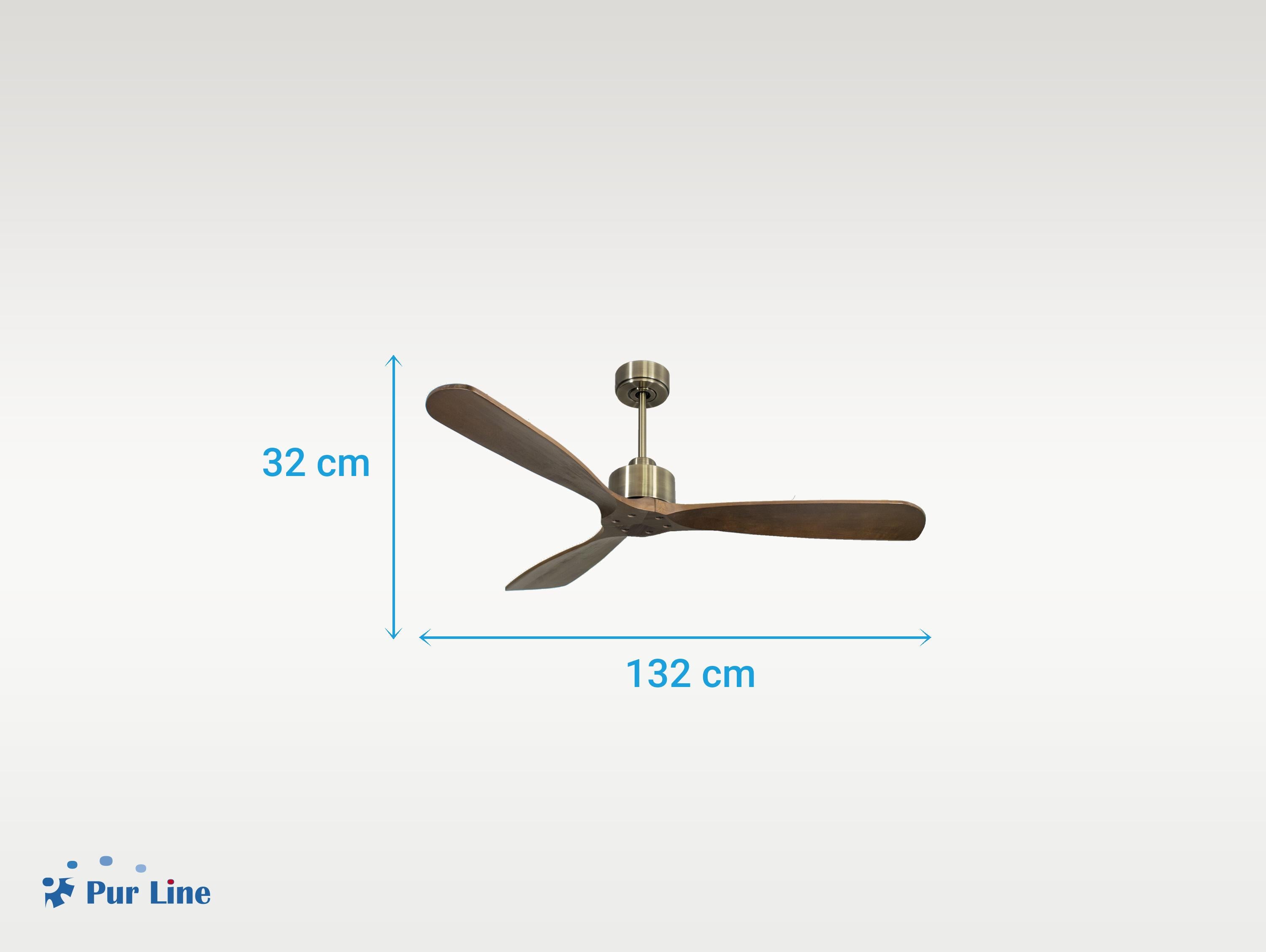 Ventilatore da soffitto Reversibile Termostato Wifi Motore CC Tetti inclinati Telecomando Hypersilence Memoria FullWood