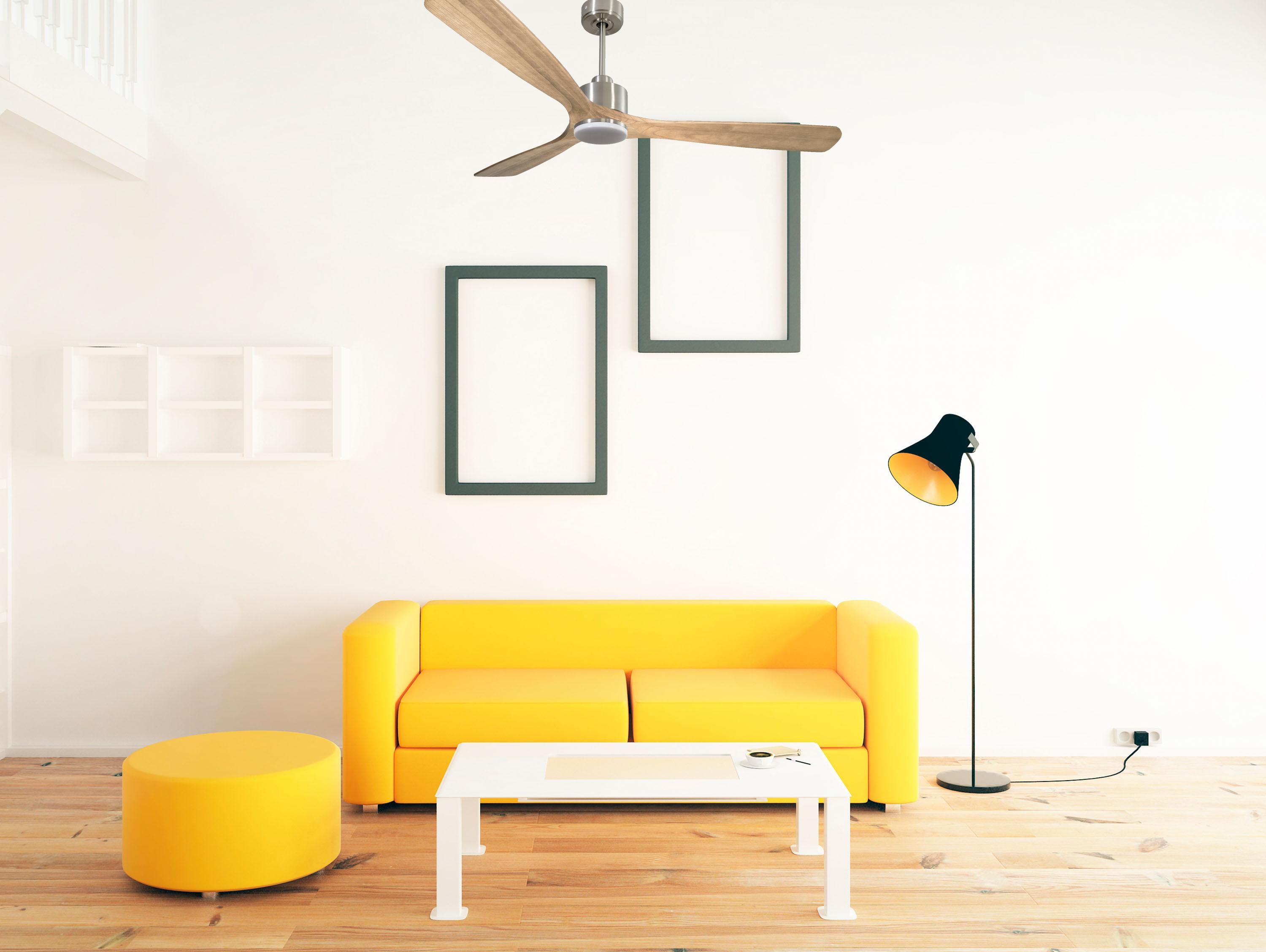 Ventilatore da soffitto Reversibile Termostato Dimmabile Wifi Motore CC Tetti inclinati Telecomando Luce a tre toni Hypersilence Memoria