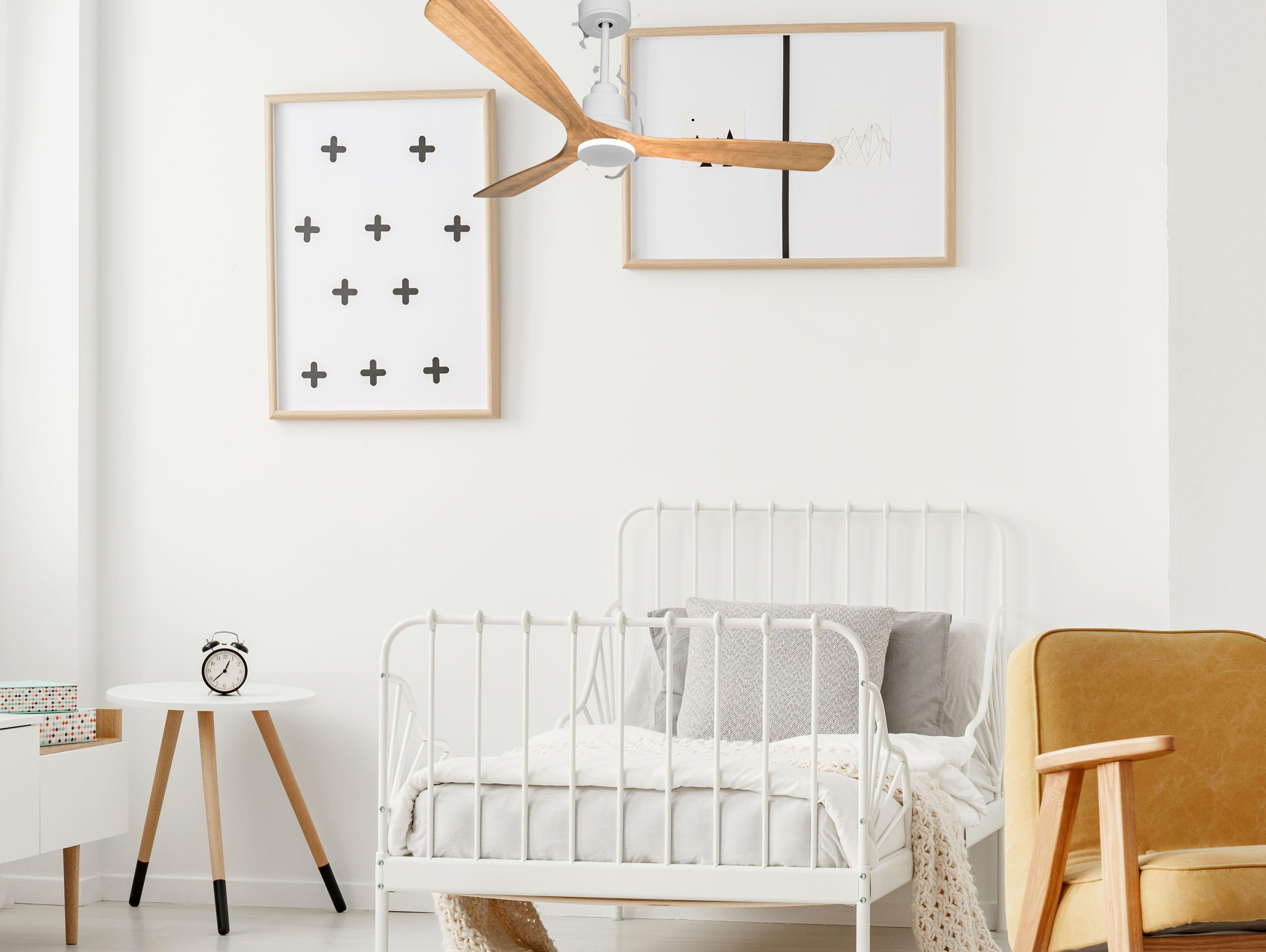 Ventilatore da soffitto Reversibile Termostato Wifi Motore CC Tetti inclinati Telecomando Hypersilence Memoria Shopify Vendible (AUTOMATICO)