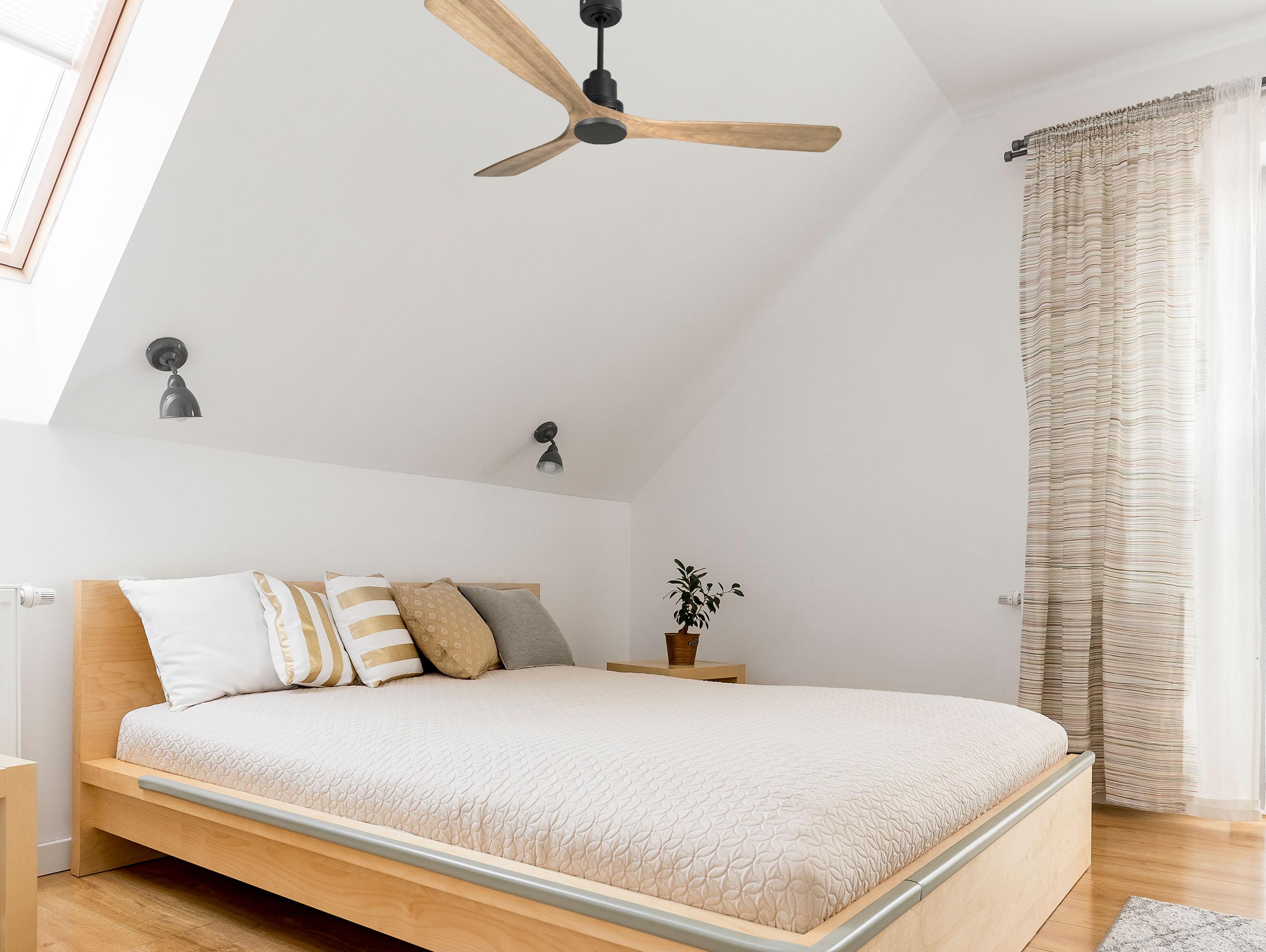 Ventilatore da soffitto Reversibile Termostato Wifi Motore CC Tetti inclinati Telecomando Hypersilence Memoria Shopify Vendible (AUTOMATICO)