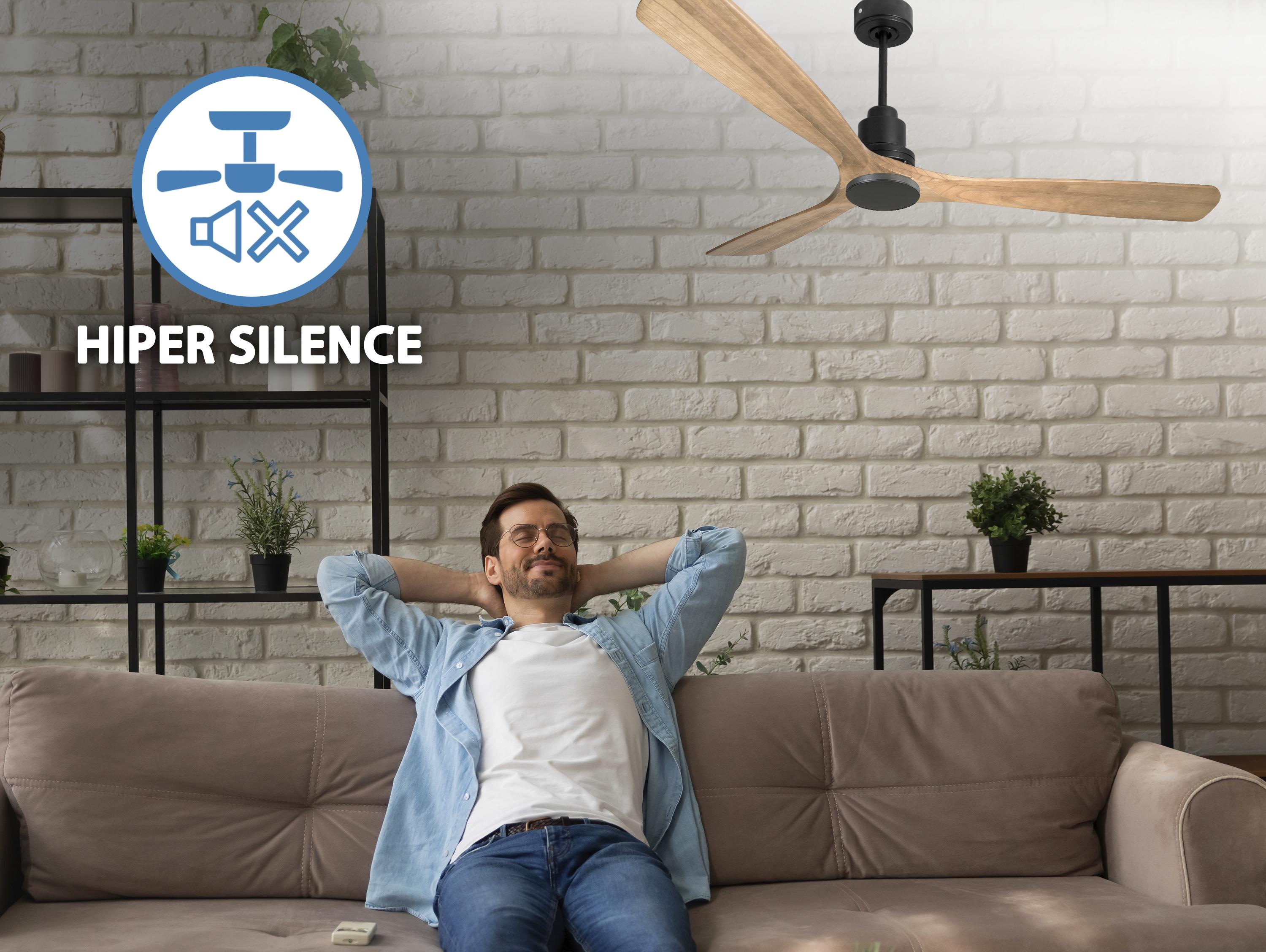Ventilatore da soffitto Reversibile Termostato Wifi Motore CC Tetti inclinati Telecomando Hypersilence Memoria Shopify Vendible (AUTOMATICO)