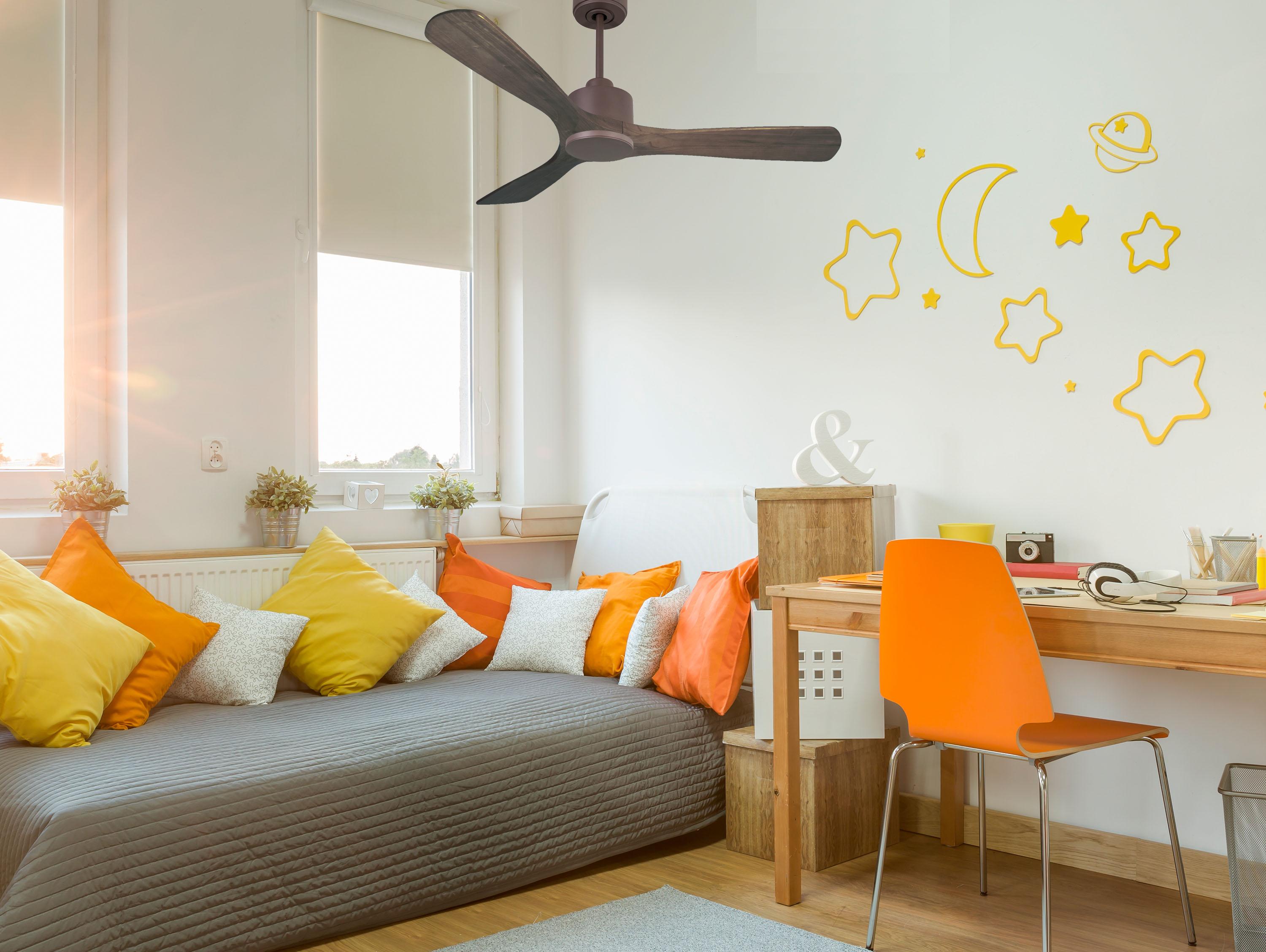 Ventilatore da soffitto Reversibile Termostato Wifi Motore CC Tetti inclinati Telecomando Hypersilence Memoria
