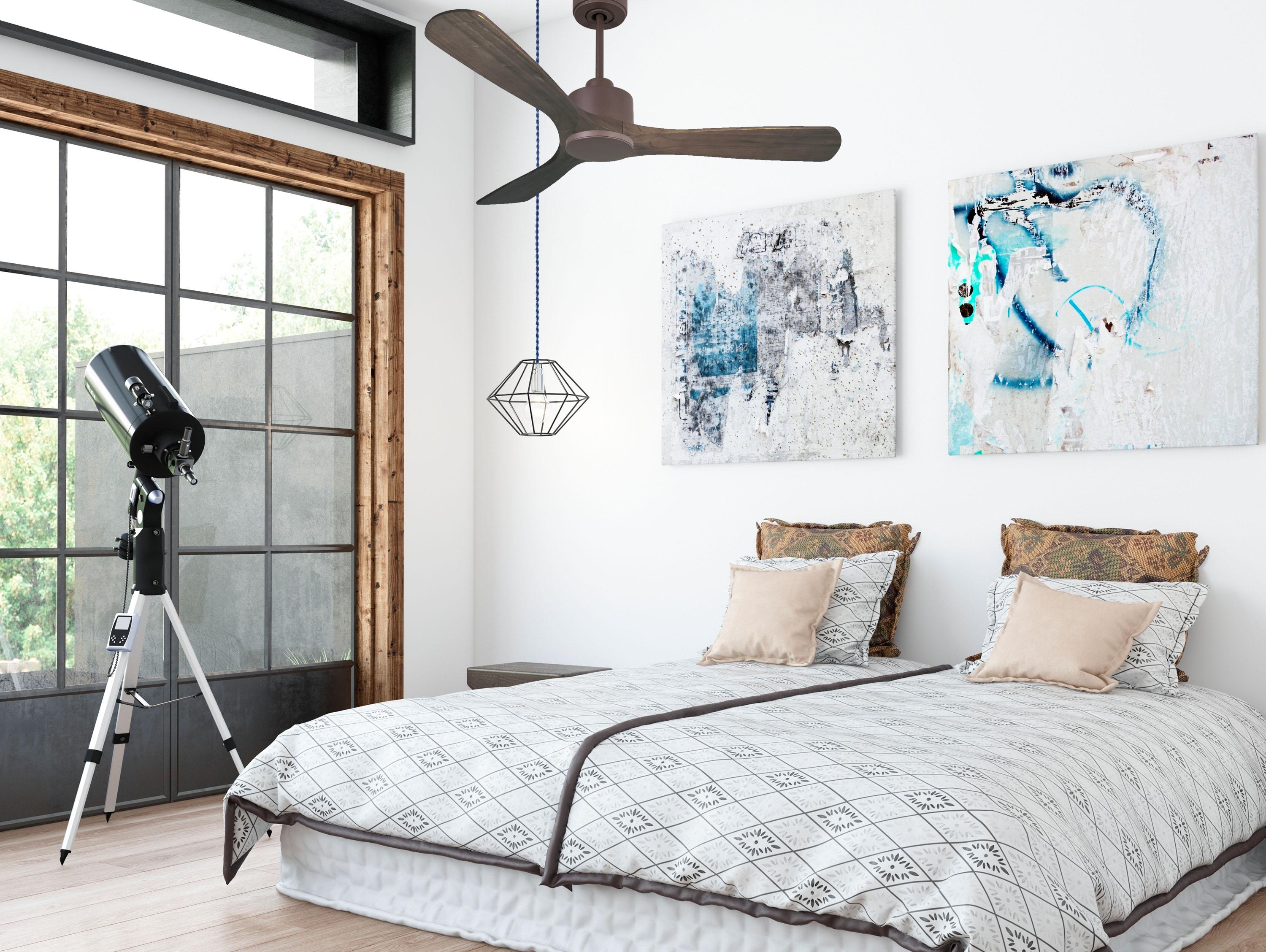 Ventilatore da soffitto Reversibile Termostato Wifi Motore CC Tetti inclinati Telecomando Hypersilence Memoria