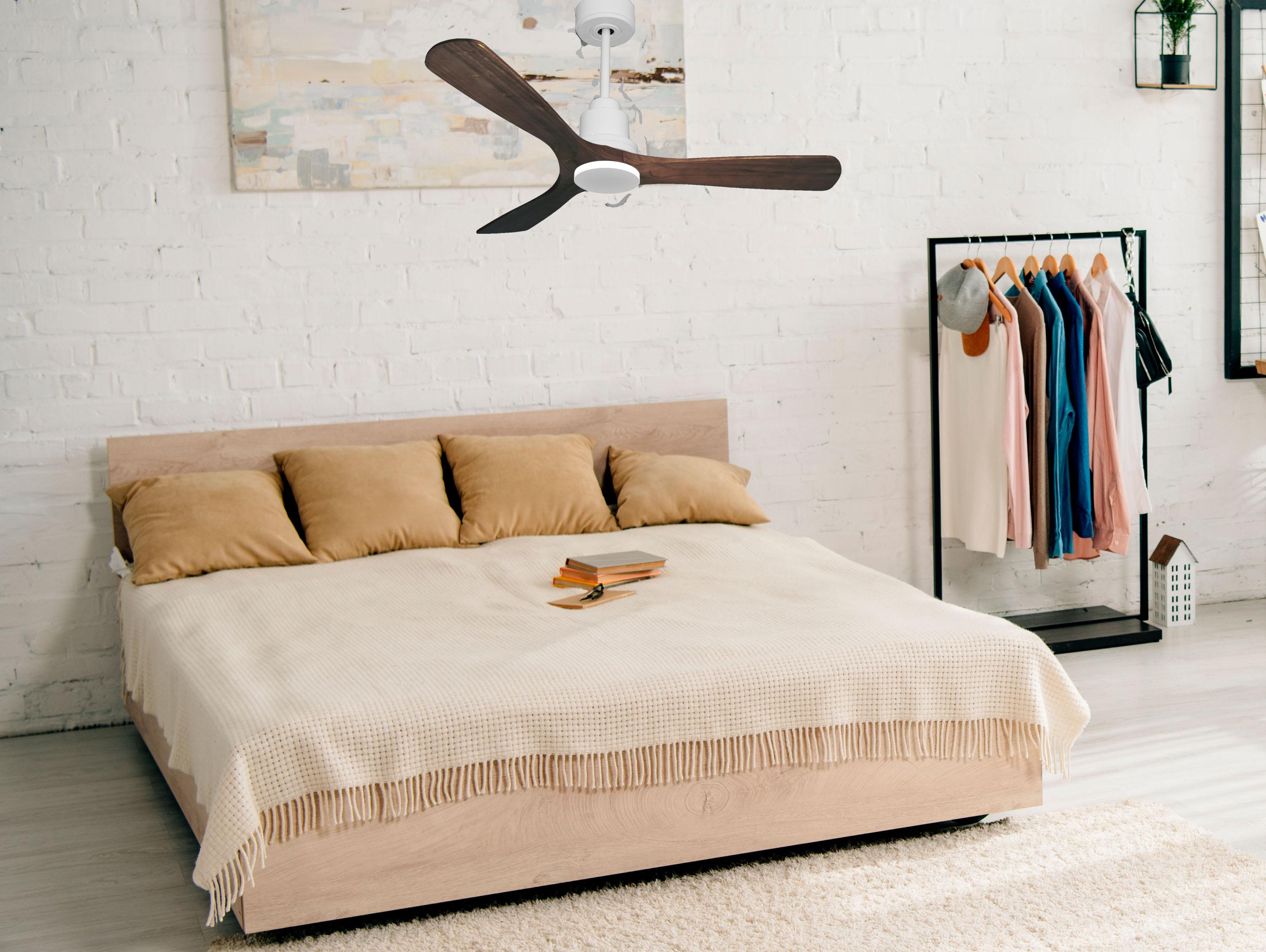 Ventilatore da soffitto Reversibile Termostato Wifi Motore CC Tetti inclinati Telecomando Hypersilence Memoria Shopify Vendible (AUTOMATICO)