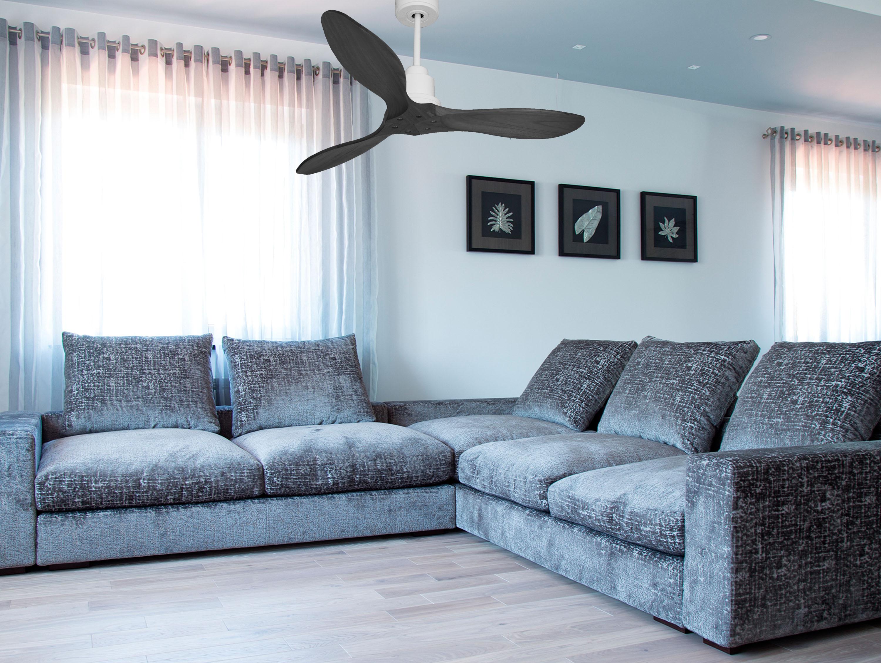 Ventilatore da soffitto Reversibile Termostato Wifi Motore CC Tetti inclinati Telecomando Hypersilence Memoria FullWood Shopify Vendible (AUTOMATICO)