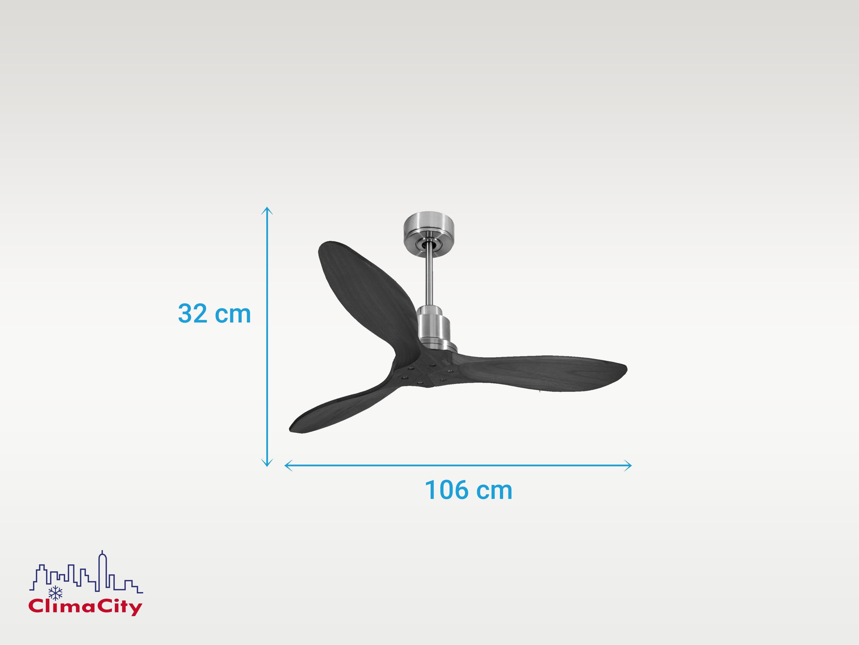 Ventilatore da soffitto Reversibile Termostato Wifi Motore CC Tetti inclinati Telecomando Hypersilence Memoria FullWood Shopify Vendible (AUTOMATICO)