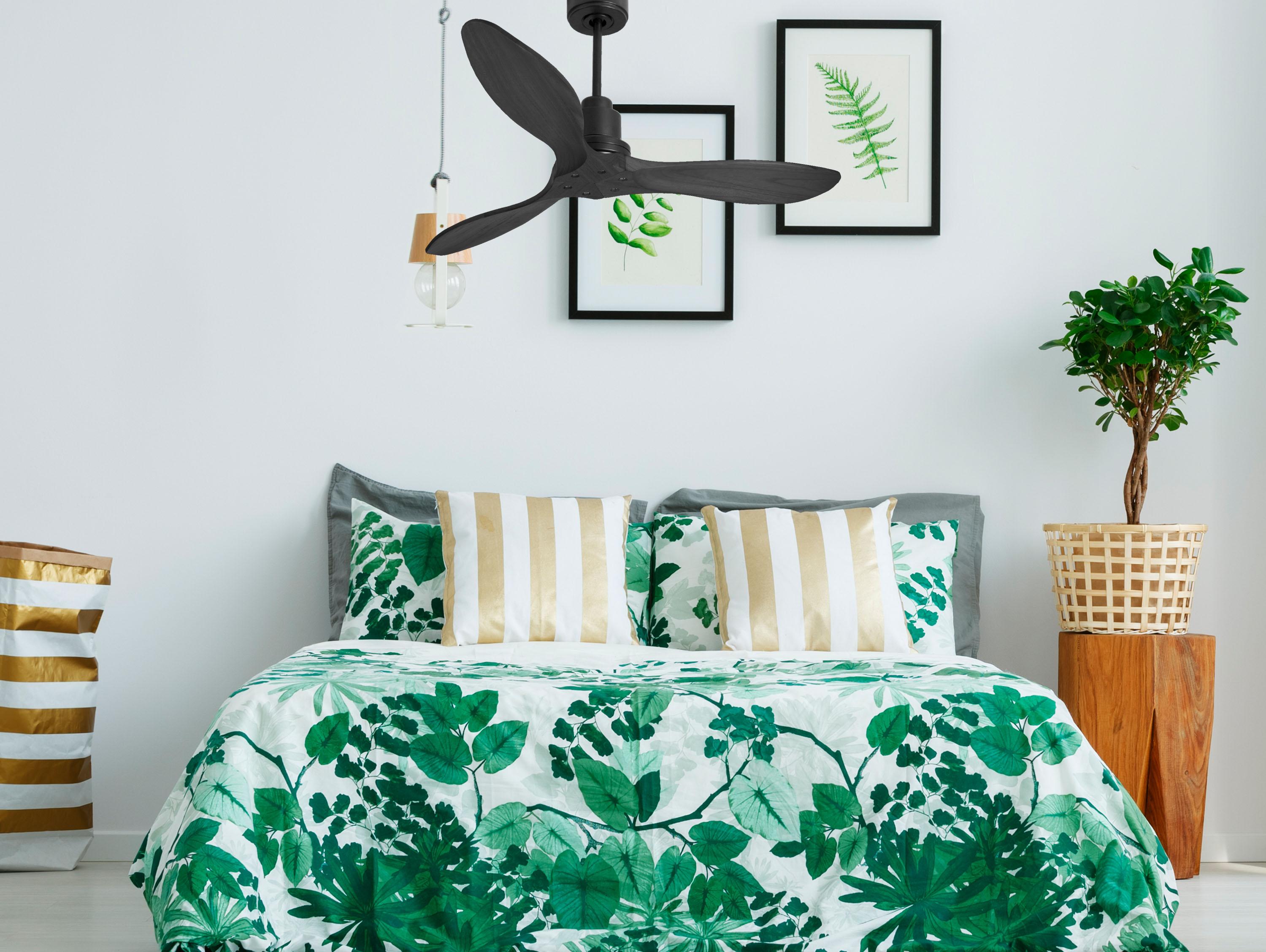 Ventilatore da soffitto Reversibile Termostato Wifi Motore CC Tetti inclinati Telecomando Hypersilence Memoria FullWood Shopify Vendible (AUTOMATICO)
