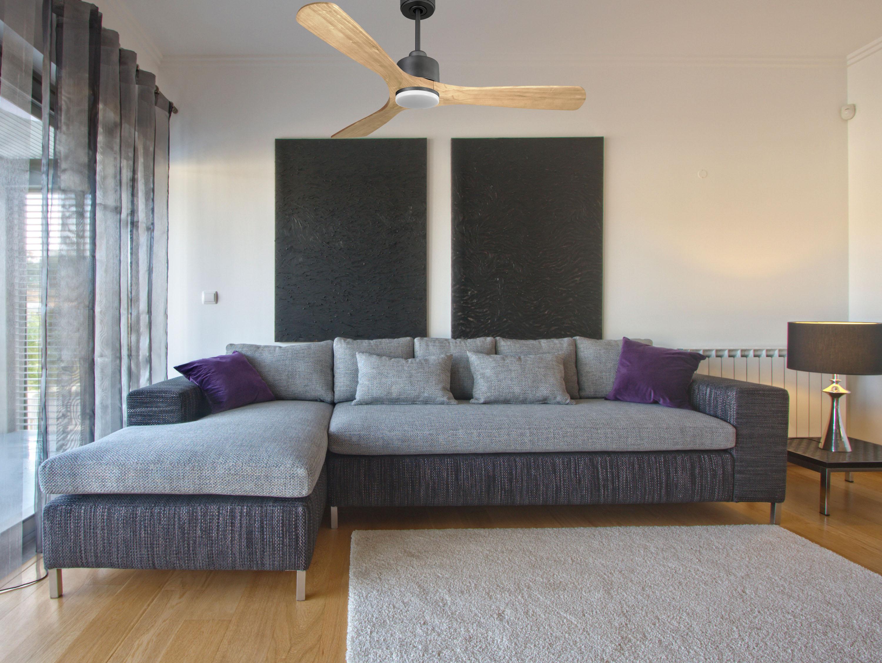 Ventilatore da soffitto Reversibile Termostato Dimmabile Wifi Motore CC Tetti inclinati Telecomando Luce a tre toni Hypersilence Memoria