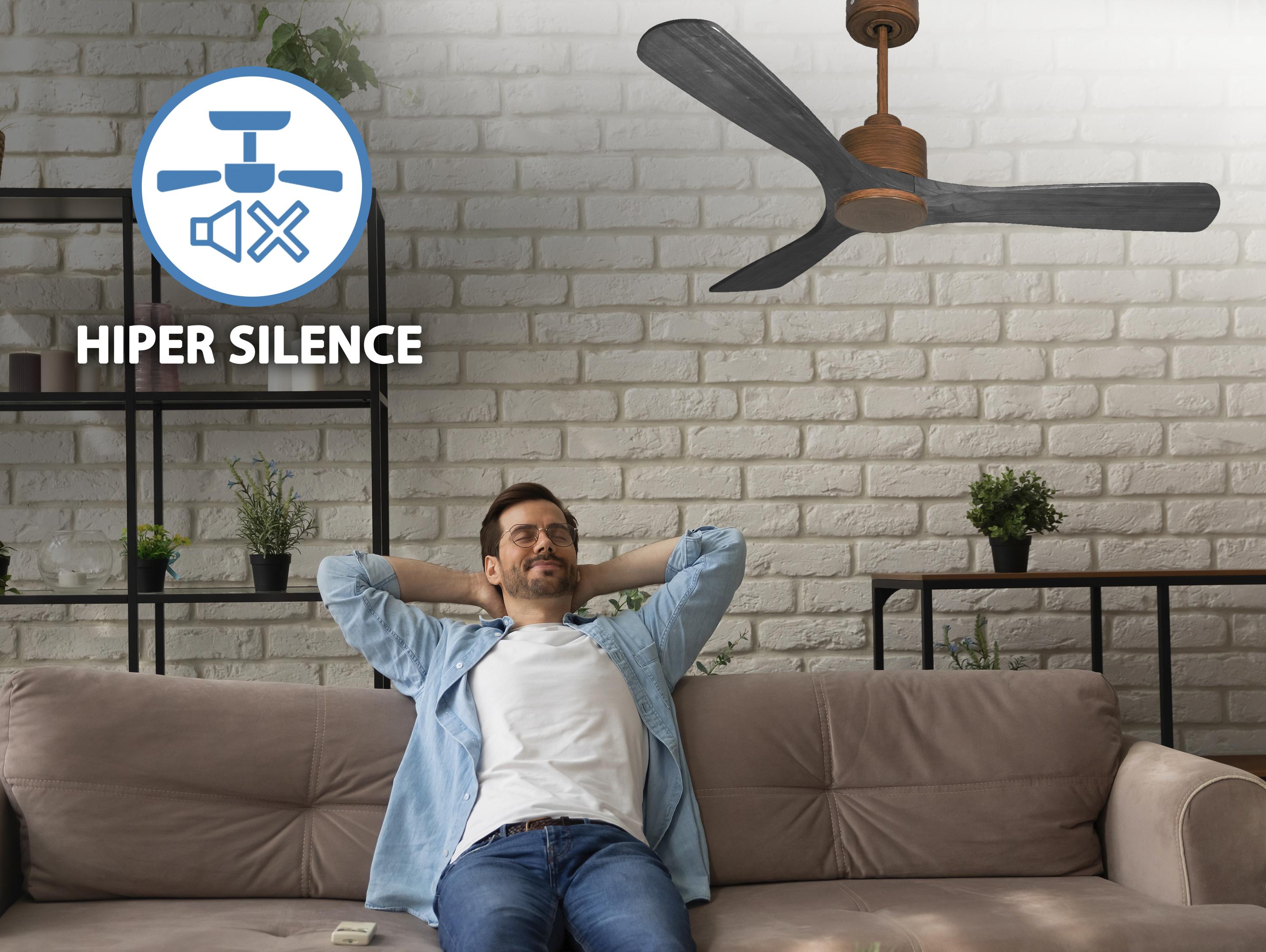 Ventilatore da soffitto Reversibile Termostato Wifi Motore CC Tetti inclinati Telecomando Hypersilence Memoria