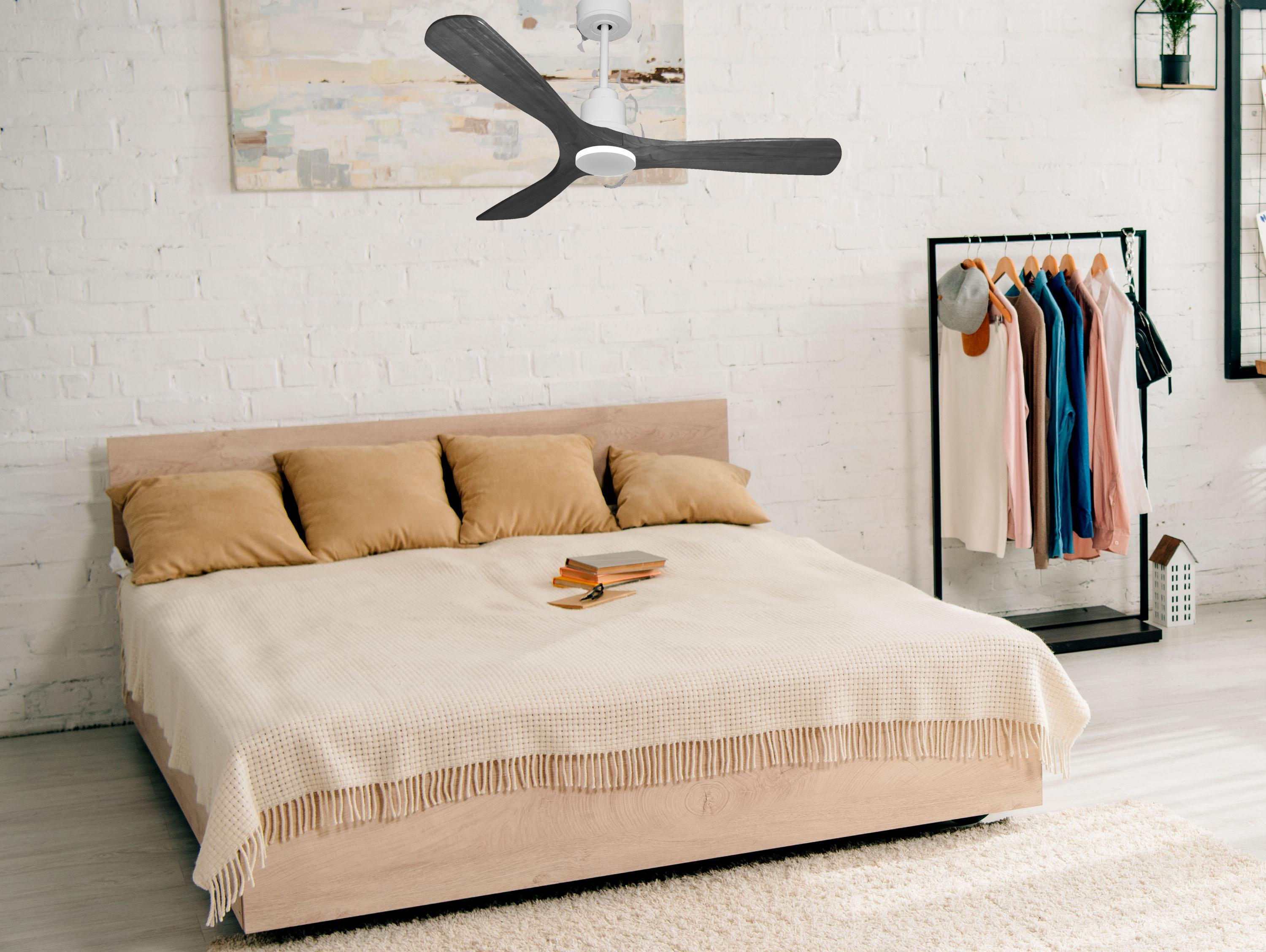 Ventilatore da soffitto Reversibile Termostato Wifi Motore CC Tetti inclinati Telecomando Hypersilence Memoria Shopify Vendible (AUTOMATICO)