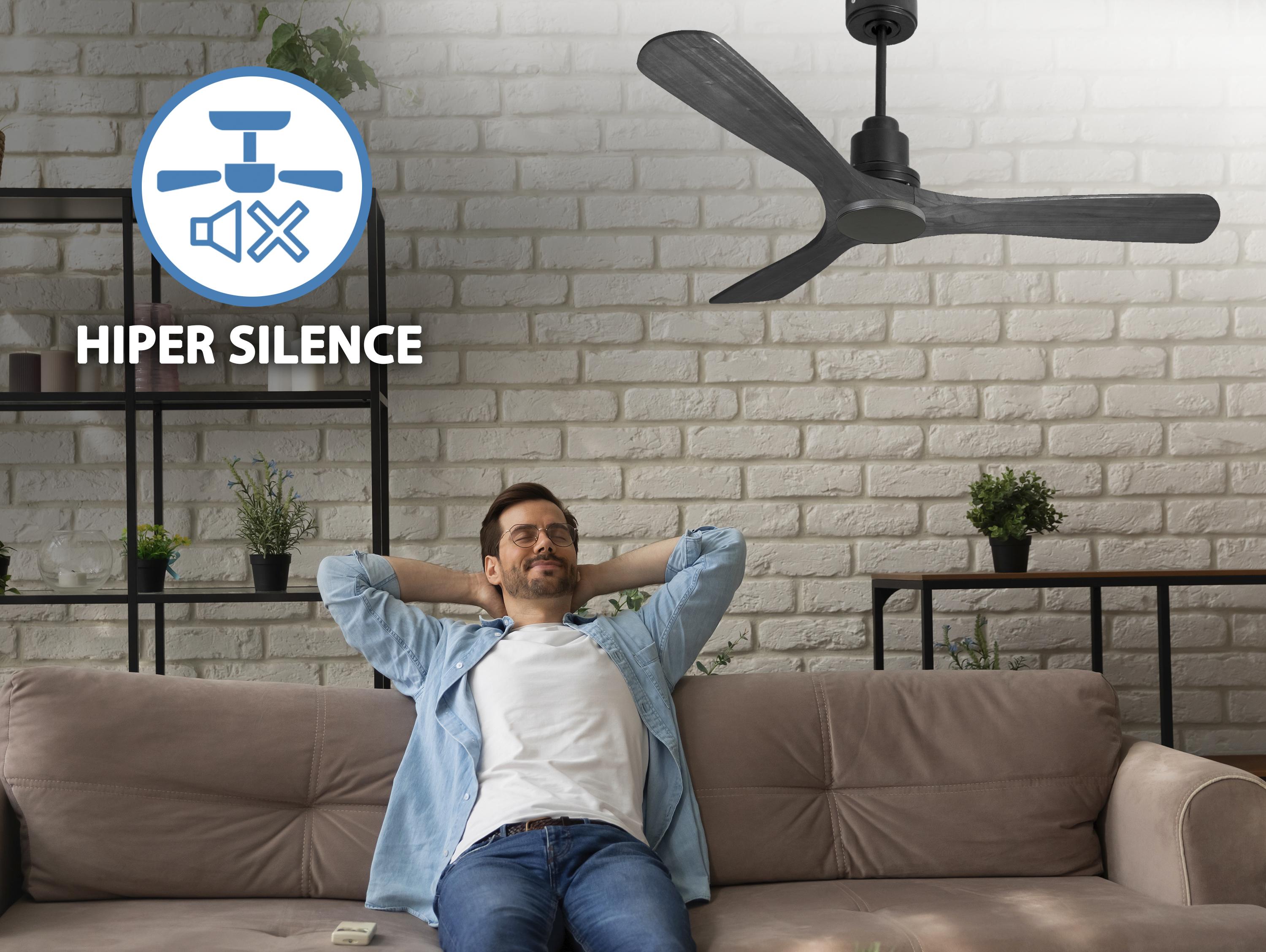 Ventilatore da soffitto Reversibile Termostato Wifi Motore CC Tetti inclinati Telecomando Hypersilence Memoria Shopify Vendible (AUTOMATICO)