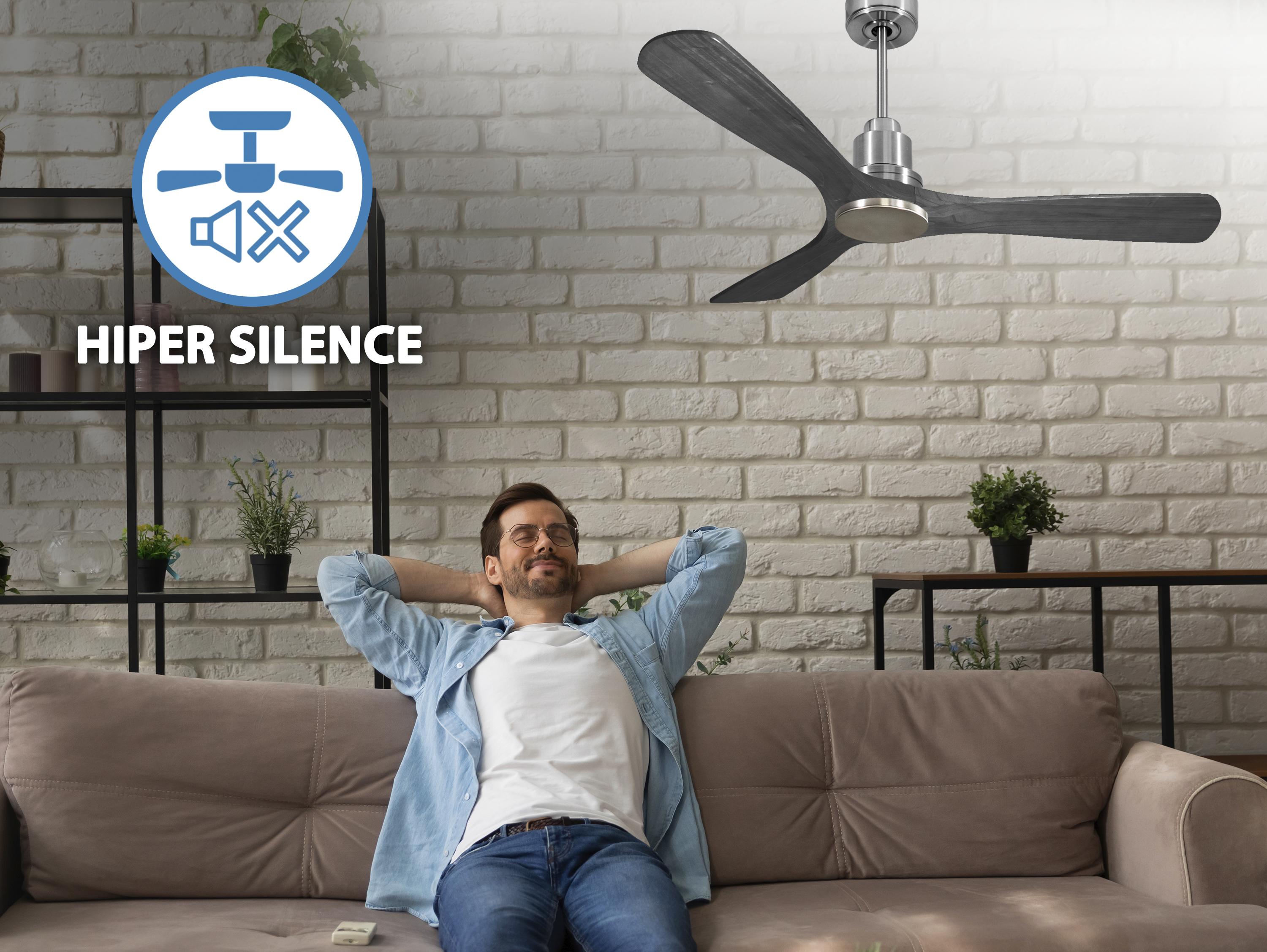 Ventilatore da soffitto Reversibile Termostato Wifi Motore CC Tetti inclinati Telecomando Hypersilence Memoria Shopify Vendible (AUTOMATICO)