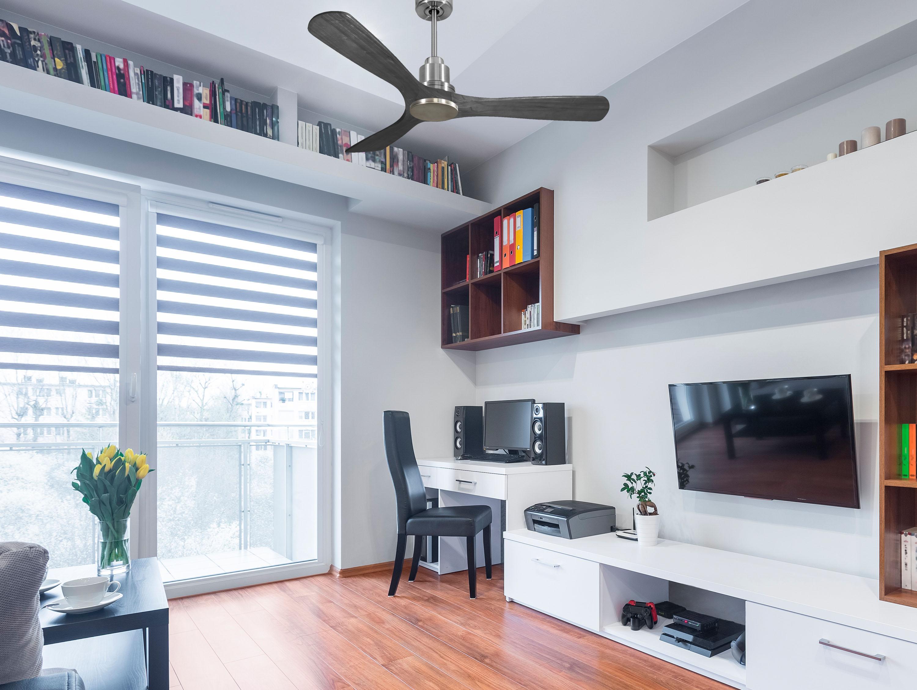 Ventilatore da soffitto Reversibile Termostato Wifi Motore CC Tetti inclinati Telecomando Hypersilence Memoria Shopify Vendible (AUTOMATICO)