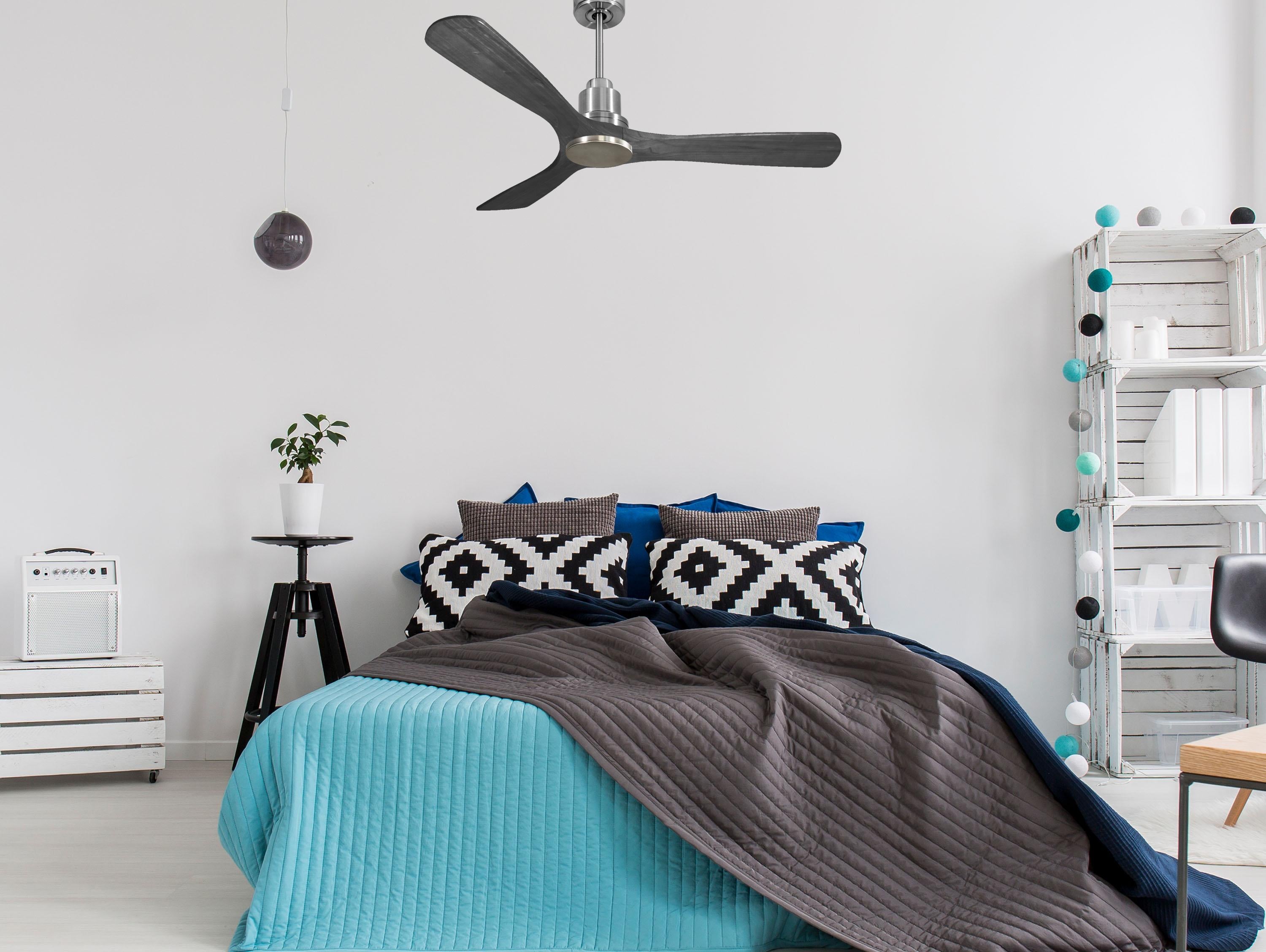 Ventilatore da soffitto Reversibile Termostato Wifi Motore CC Tetti inclinati Telecomando Hypersilence Memoria Shopify Vendible (AUTOMATICO)