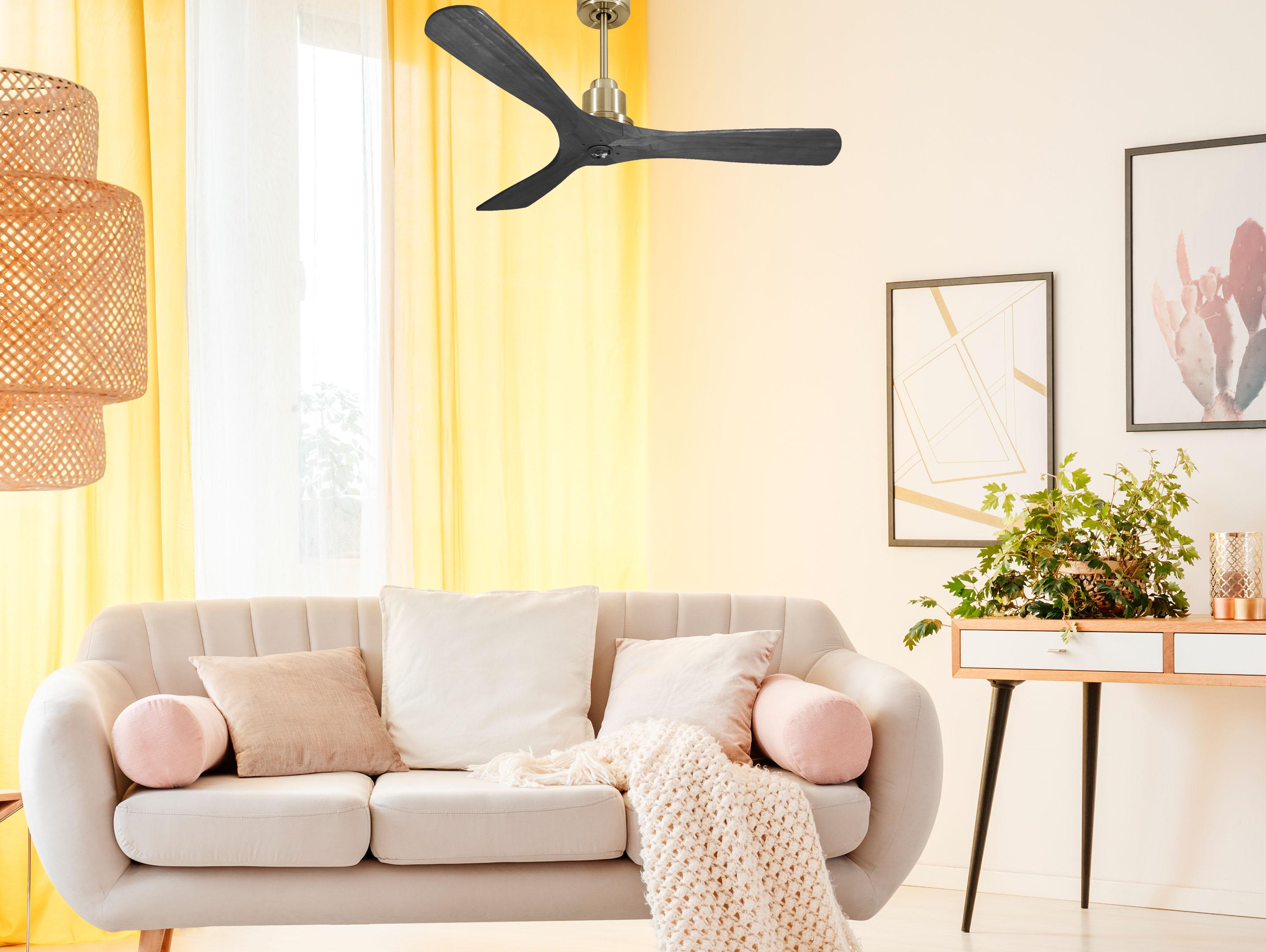 Ventilatore da soffitto Reversibile Termostato Dimmabile Wifi Motore CC Tetti inclinati Telecomando Luce a tre toni Hypersilence Memoria