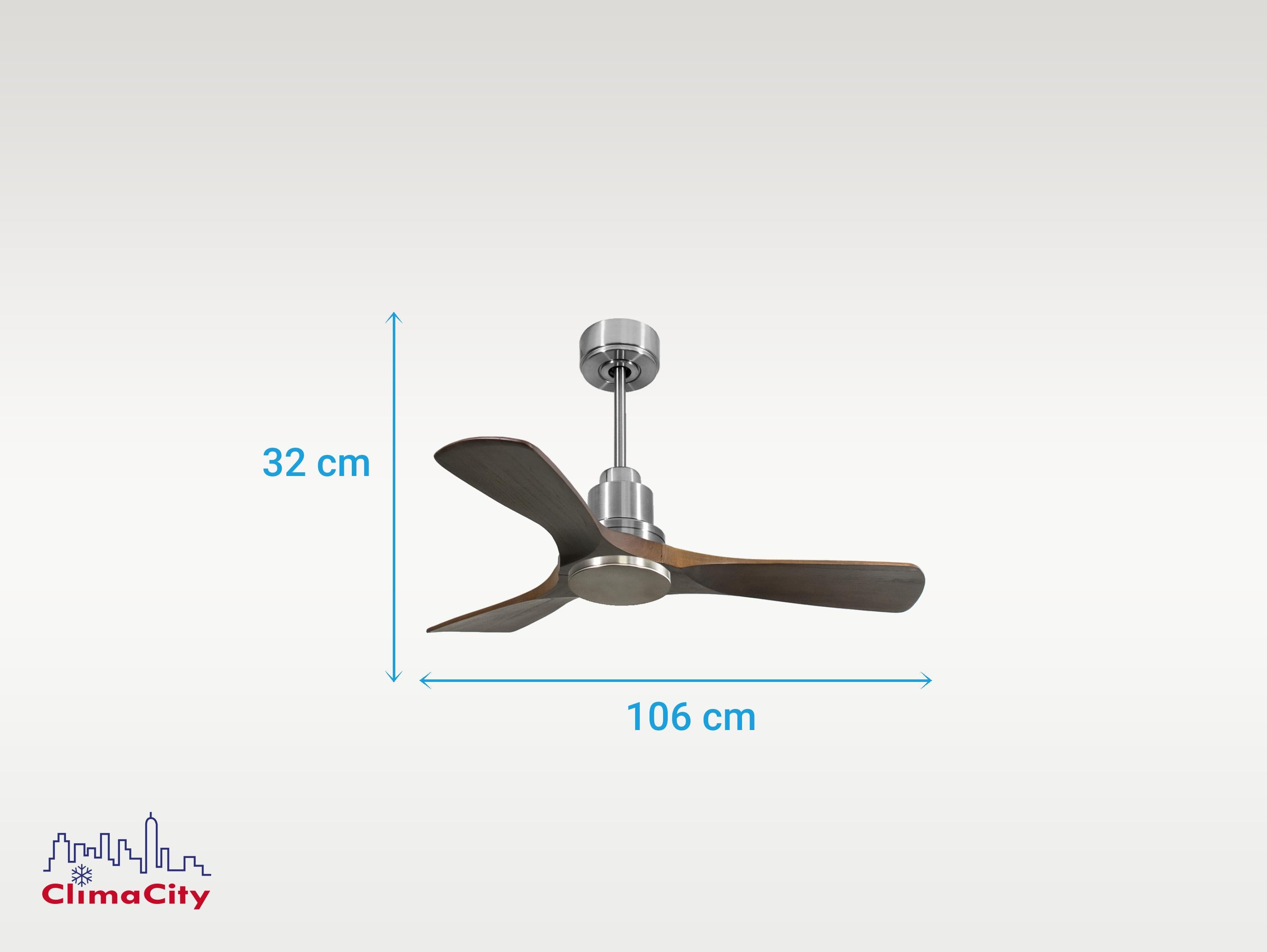 Ventilatore da soffitto Reversibile Termostato Wifi Motore CC Tetti inclinati Telecomando Hypersilence Memoria Shopify Vendible (AUTOMATICO)