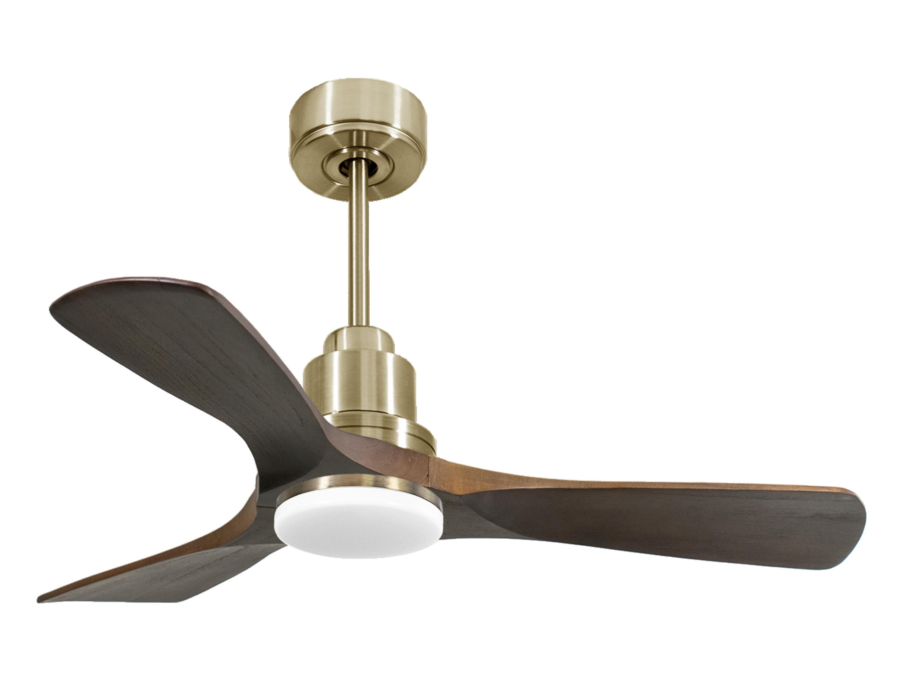 Ventilatore da soffitto Reversibile Termostato Dimmabile Wifi Motore CC Tetti inclinati Telecomando Luce a tre toni Hypersilence Memoria