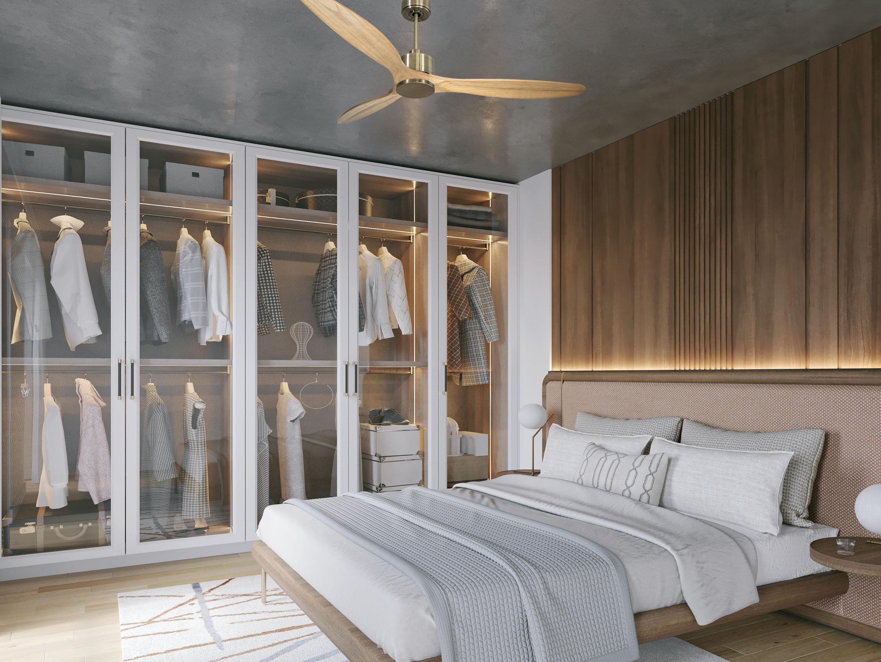 Ventilatore da soffitto Reversibile Termostato Wifi Motore CC Tetti inclinati Telecomando Hypersilence Memoria