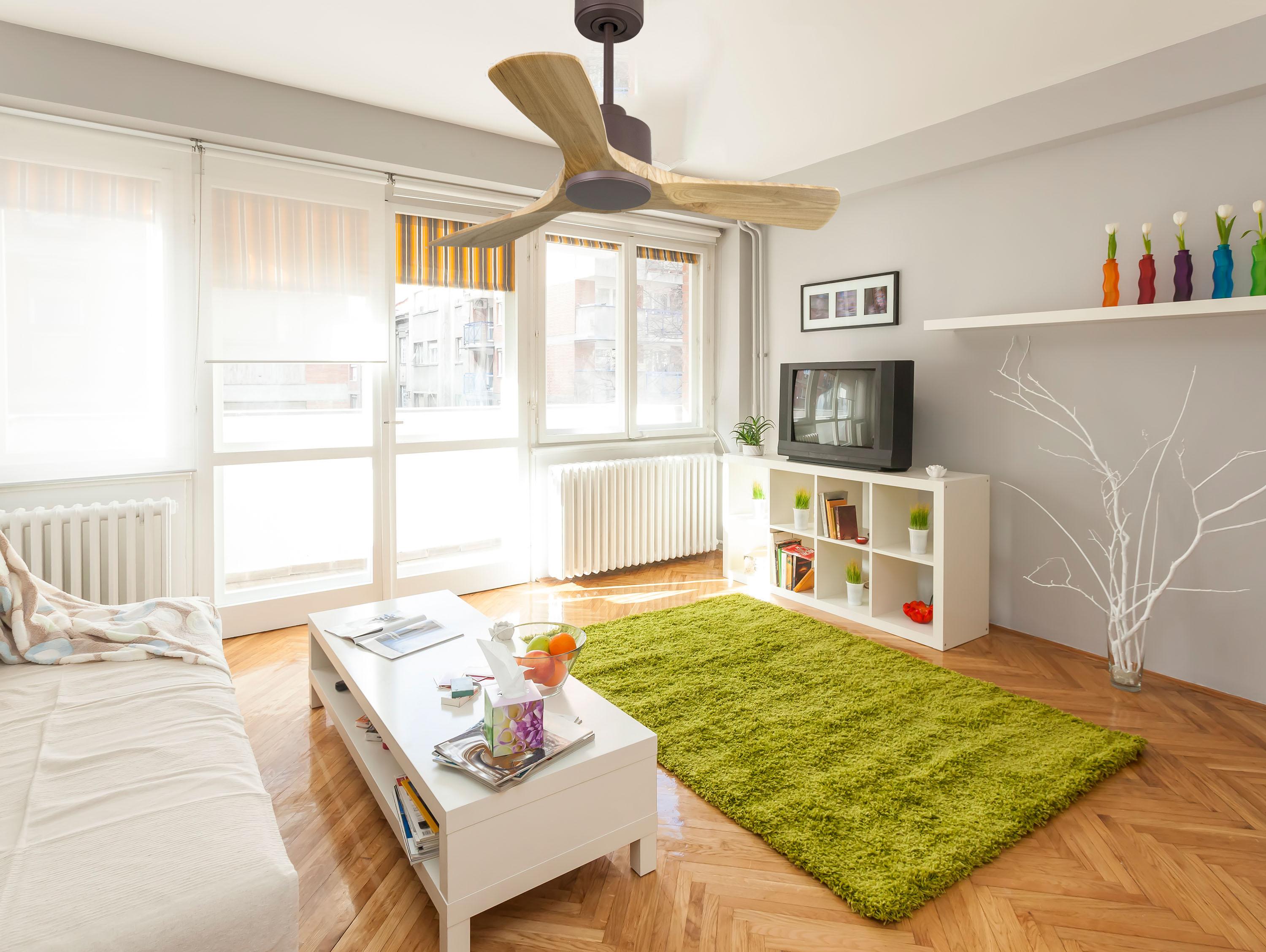 Ventilatore da soffitto Reversibile Termostato Wifi Motore CC Tetti inclinati Telecomando Hypersilence Memoria