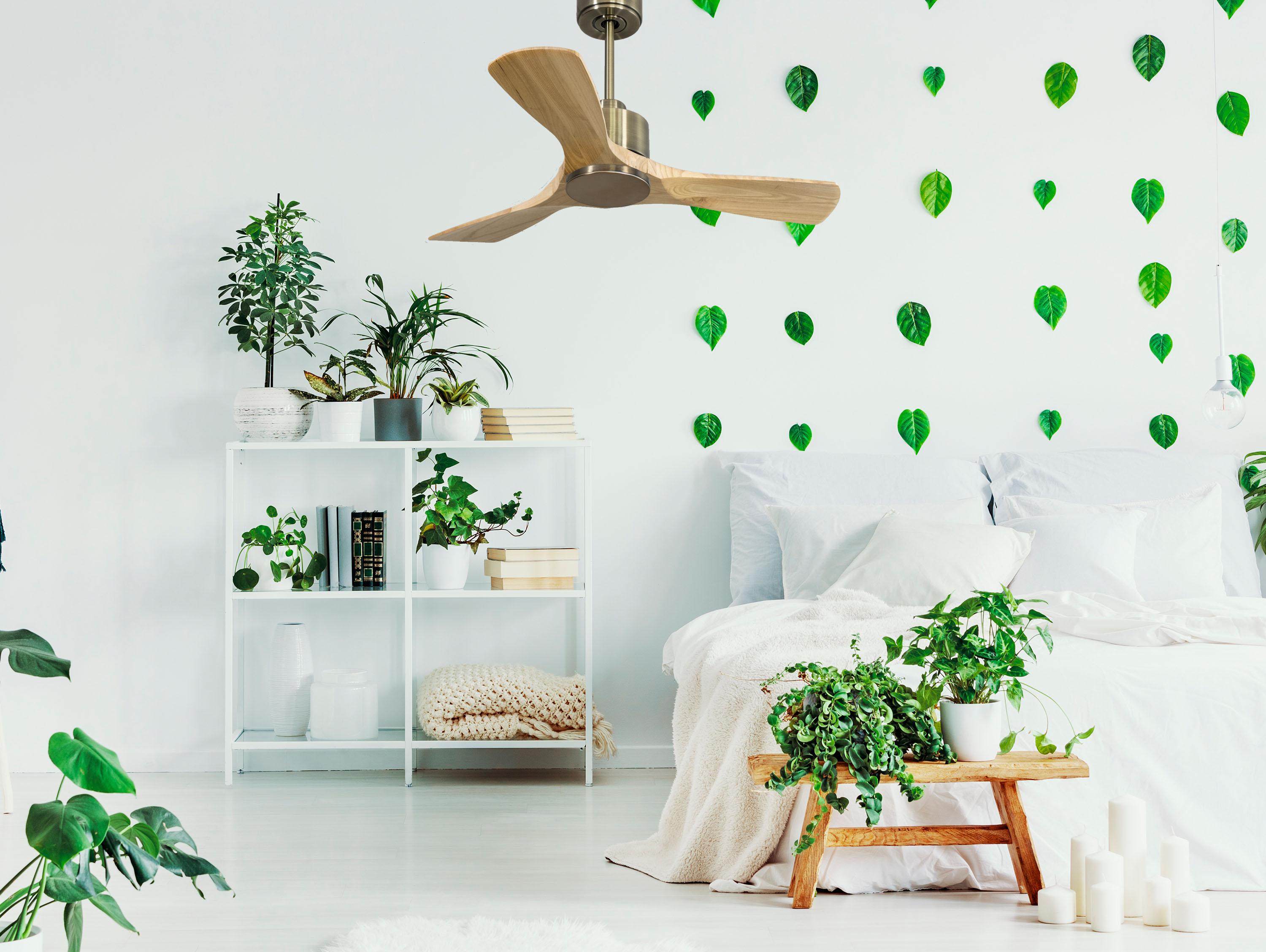 Ventilatore da soffitto Reversibile Termostato Wifi Motore CC Tetti inclinati Telecomando Hypersilence Memoria