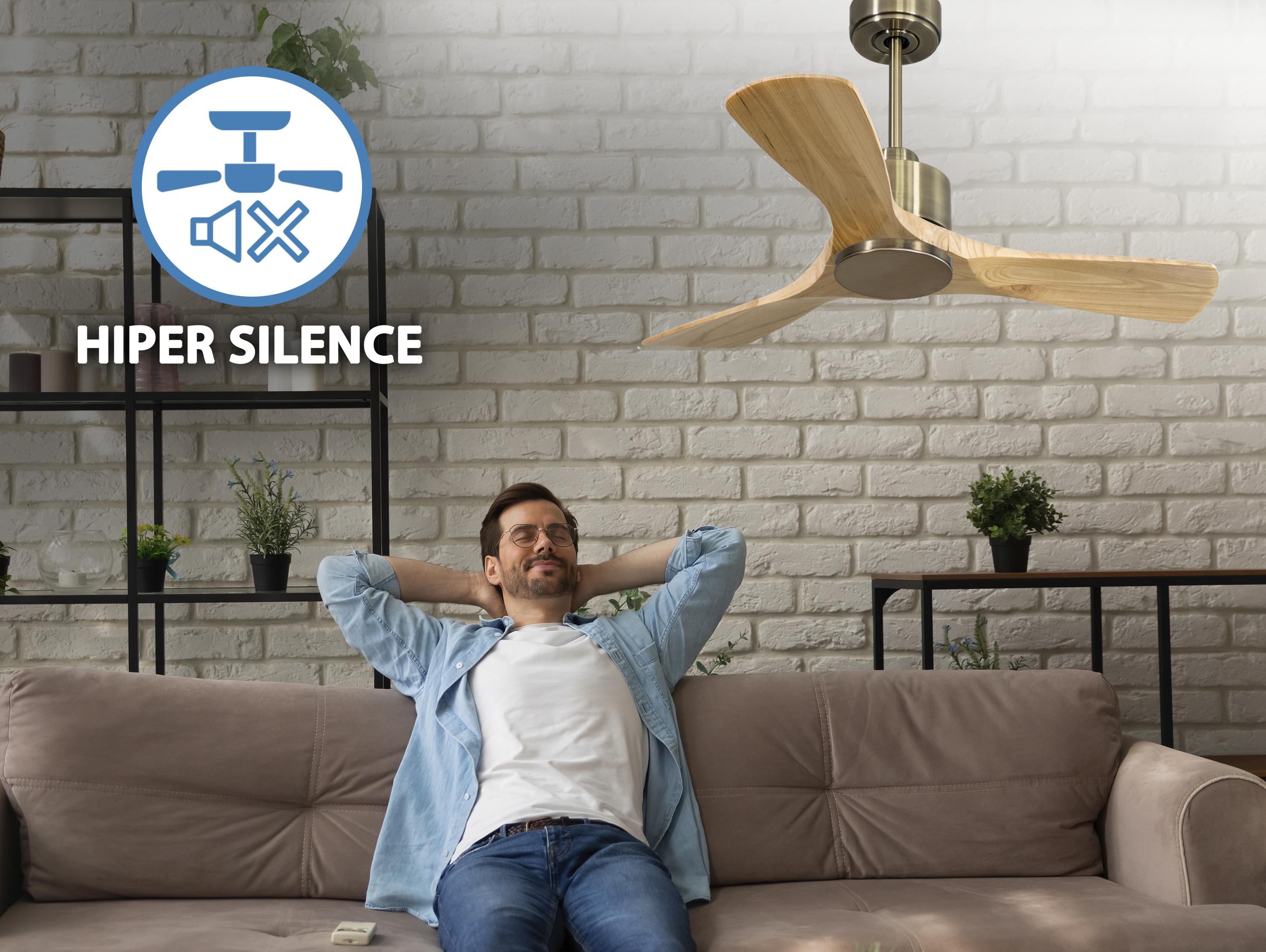 Ventilatore da soffitto Reversibile Termostato Wifi Motore CC Tetti inclinati Telecomando Hypersilence Memoria