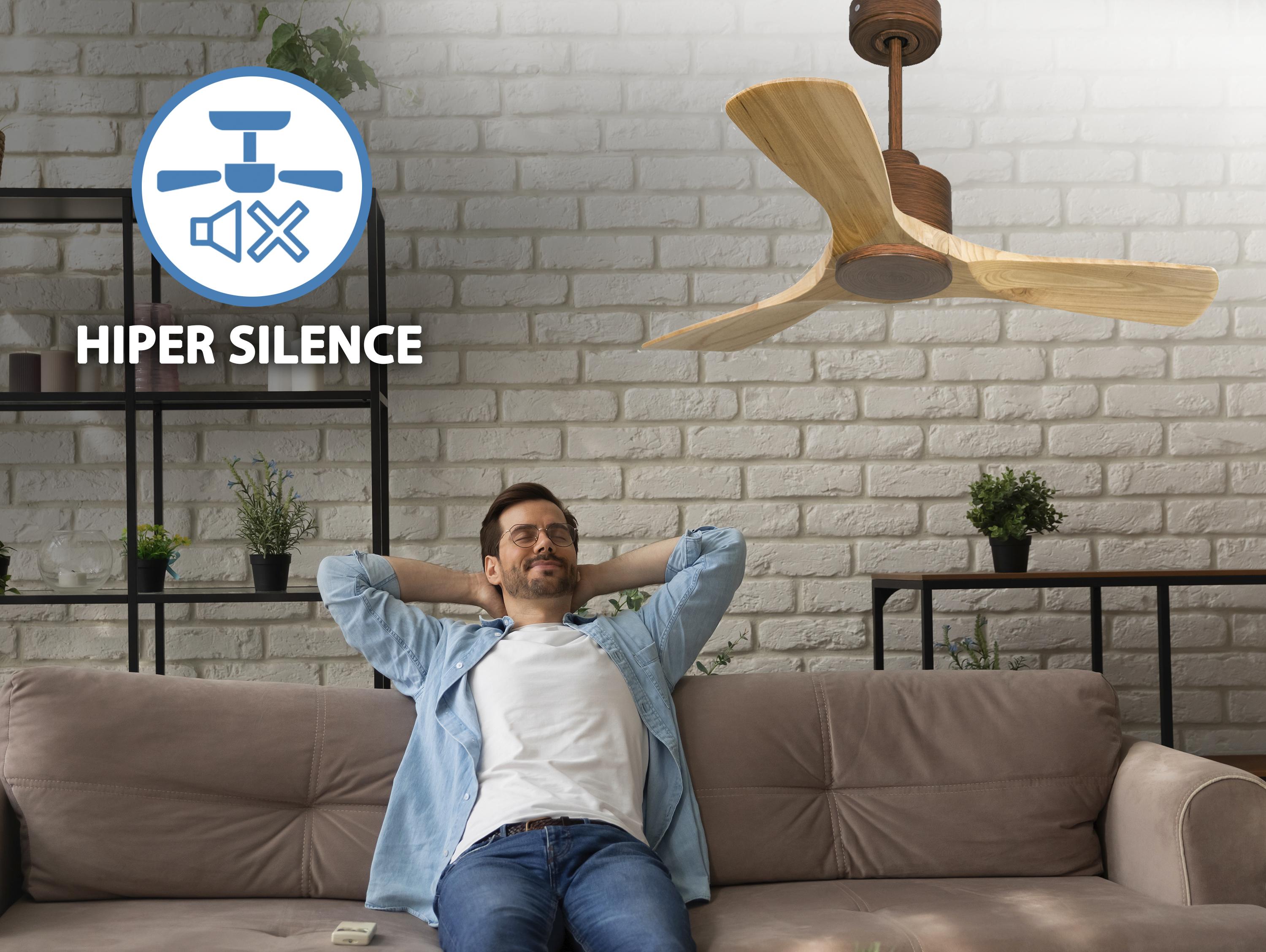 Ventilatore da soffitto Reversibile Termostato Wifi Motore CC Tetti inclinati Telecomando Hypersilence Memoria Shopify Vendible (AUTOMATICO)