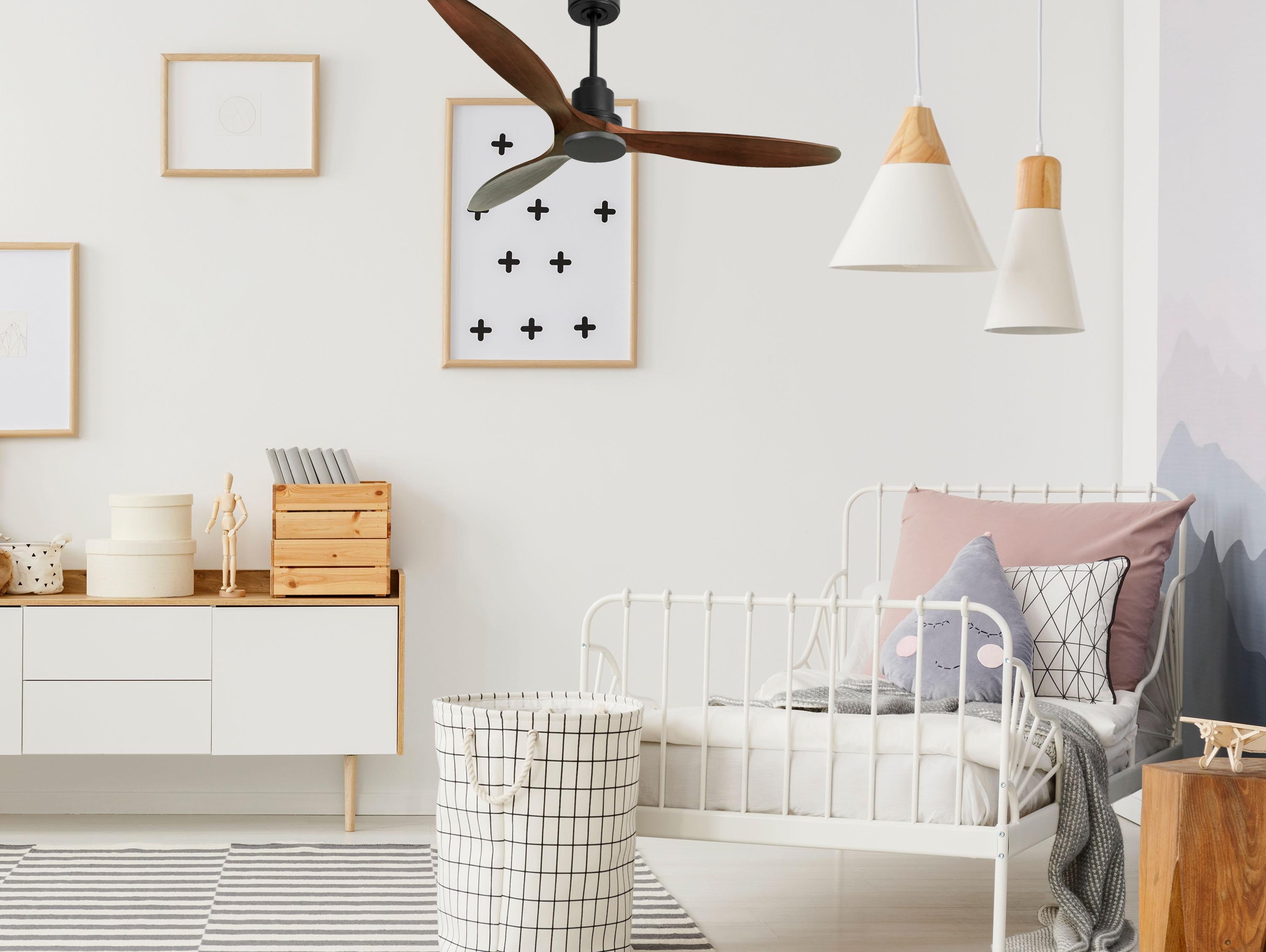 Ventilatore da soffitto Reversibile Termostato Wifi Motore CC Tetti inclinati Telecomando Hypersilence Memoria Shopify Vendible (AUTOMATICO)
