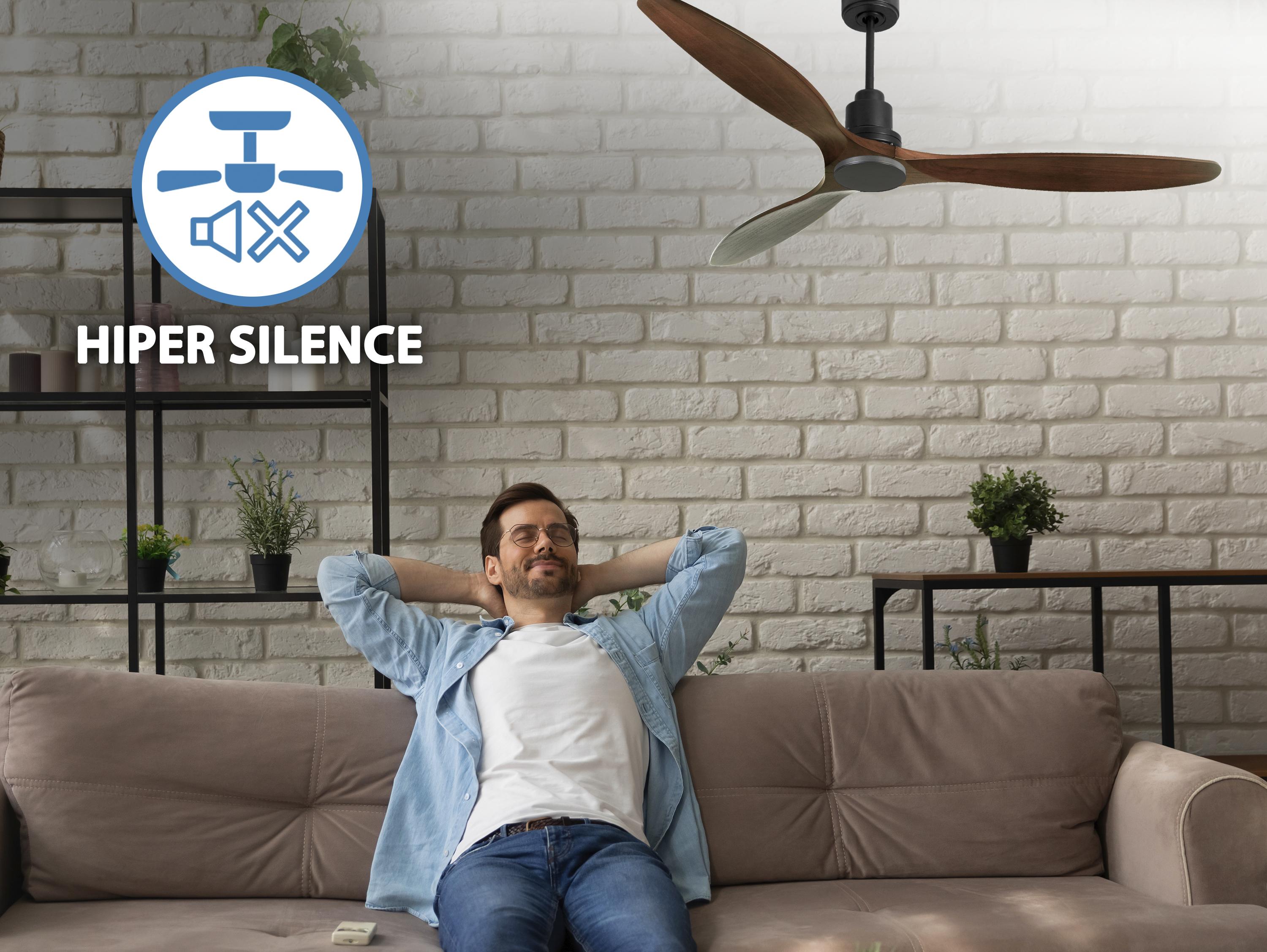 Ventilatore da soffitto Reversibile Termostato Wifi Motore CC Tetti inclinati Telecomando Hypersilence Memoria Shopify Vendible (AUTOMATICO)