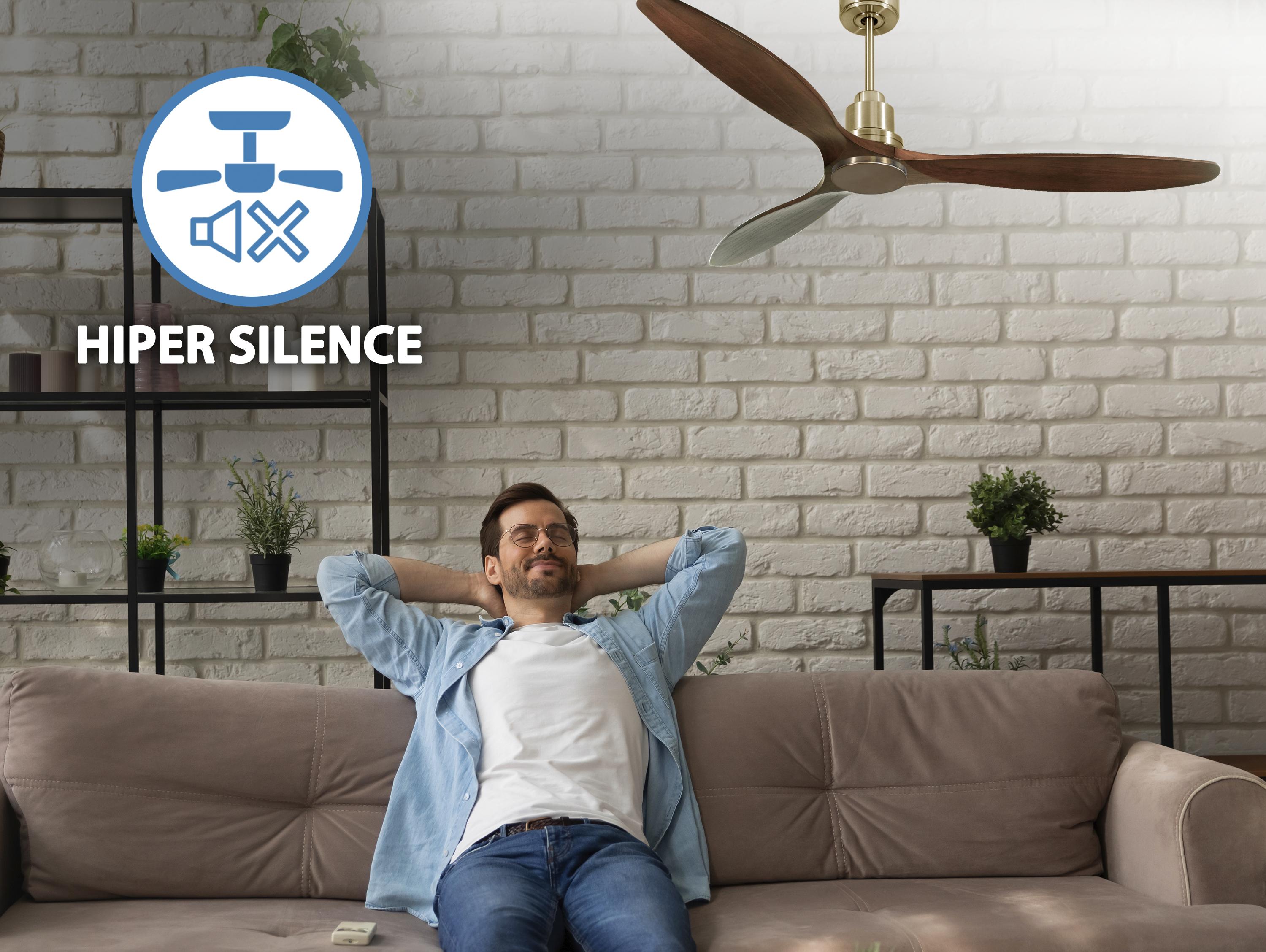Ventilatore da soffitto Reversibile Termostato Wifi Motore CC Tetti inclinati Telecomando Hypersilence Memoria