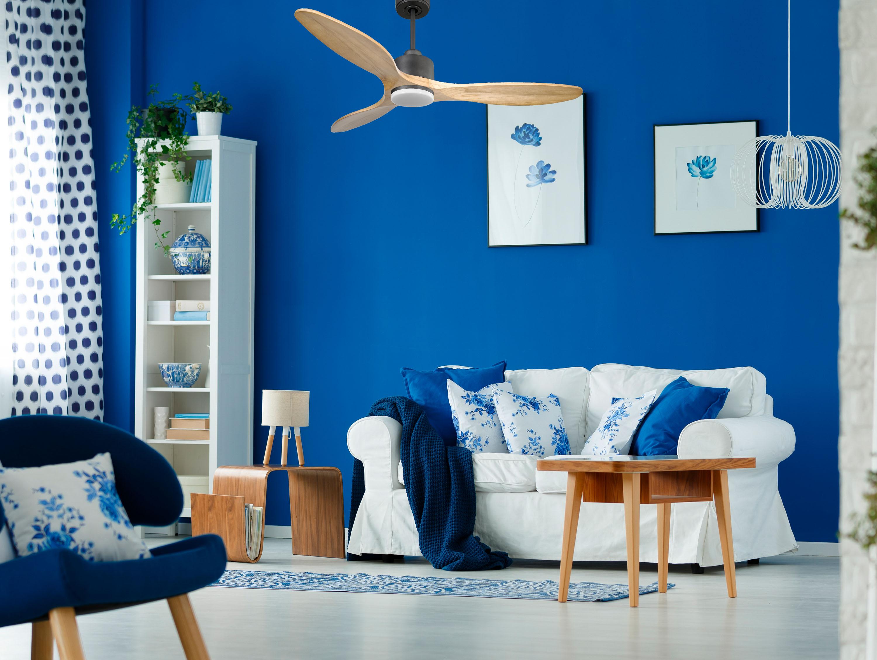 Ventilatore da soffitto Reversibile Termostato Dimmabile Wifi Motore CC Tetti inclinati Telecomando Luce a tre toni Hypersilence Memoria