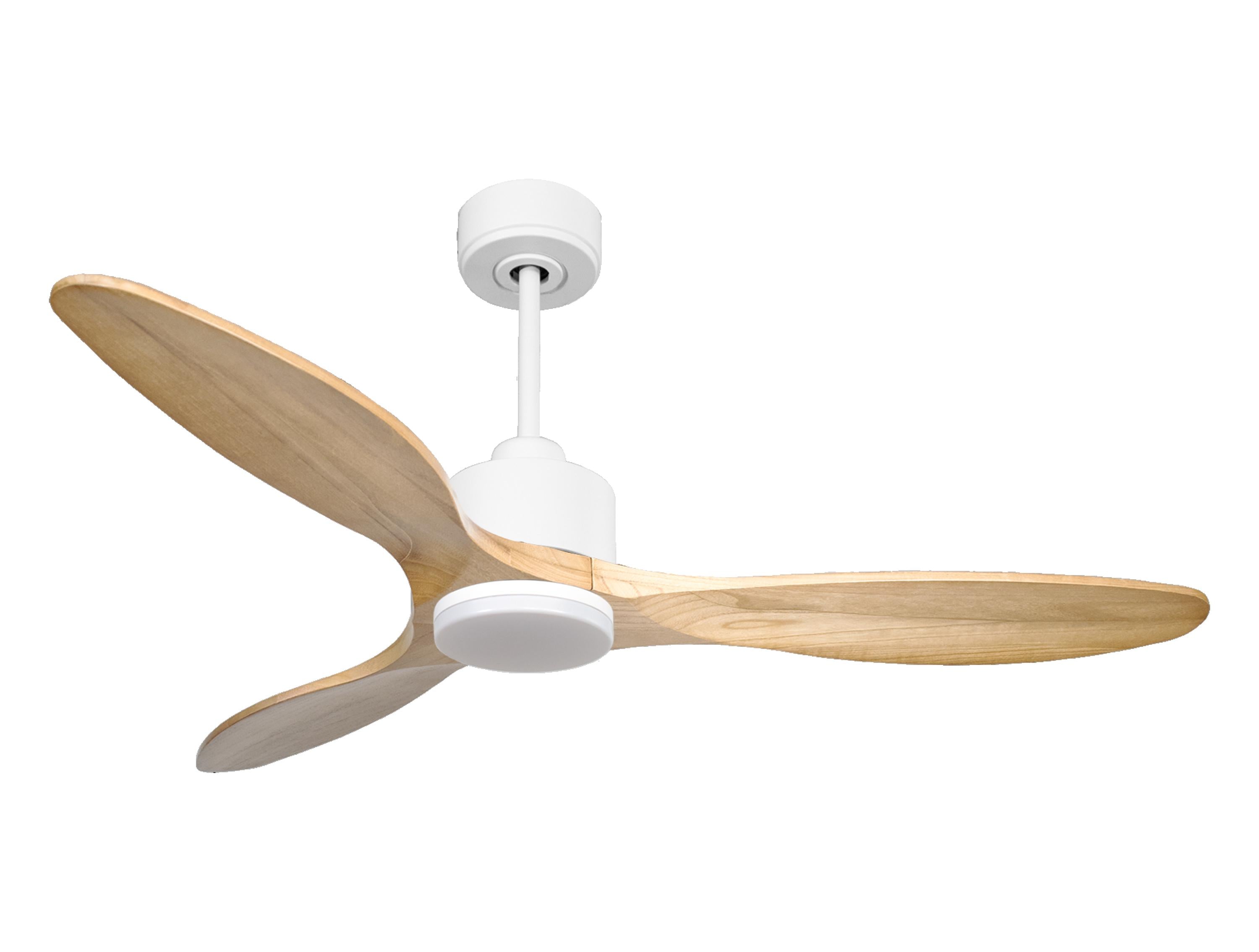 Ventilatore da soffitto Reversibile Termostato Dimmabile Wifi Motore CC Tetti inclinati Telecomando Luce a tre toni Hypersilence Memoria