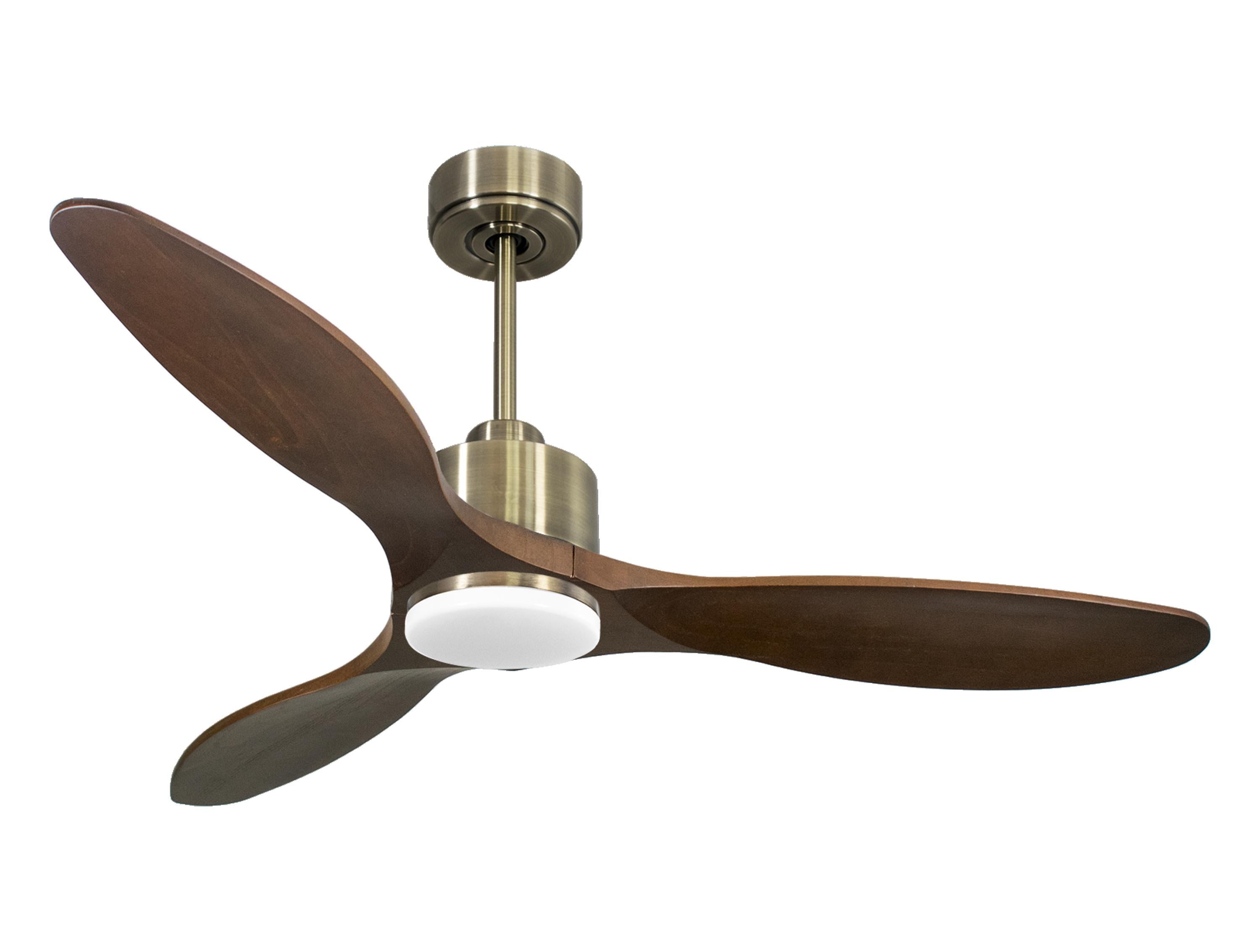 Ventilatore da soffitto Reversibile Termostato Dimmabile Wifi Motore CC Tetti inclinati Telecomando Luce a tre toni Hypersilence Memoria