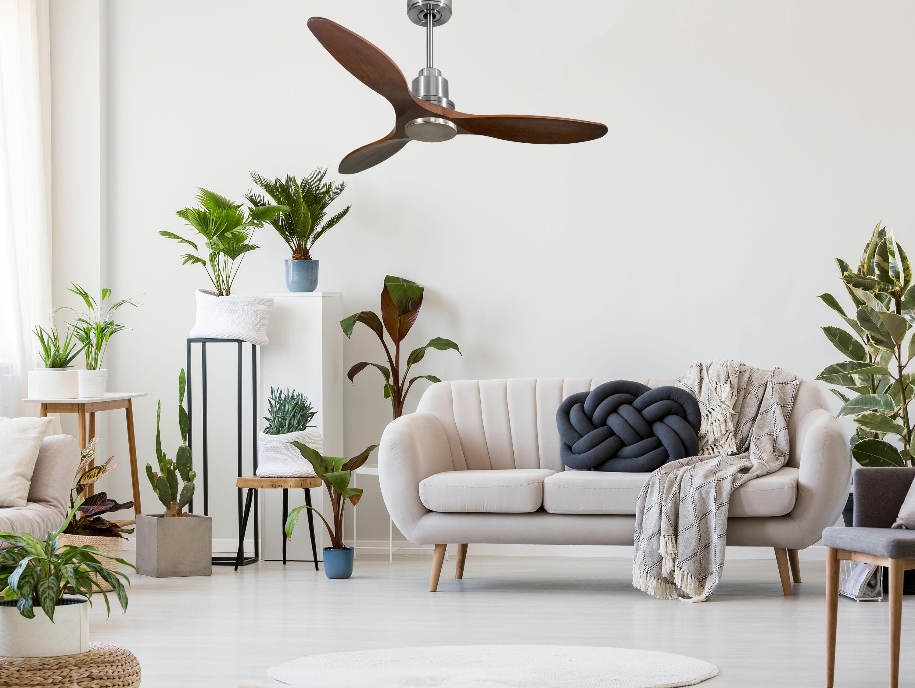 Ventilatore da soffitto Reversibile Termostato Wifi Motore CC Tetti inclinati Telecomando Hypersilence Memoria Shopify Vendible (AUTOMATICO)