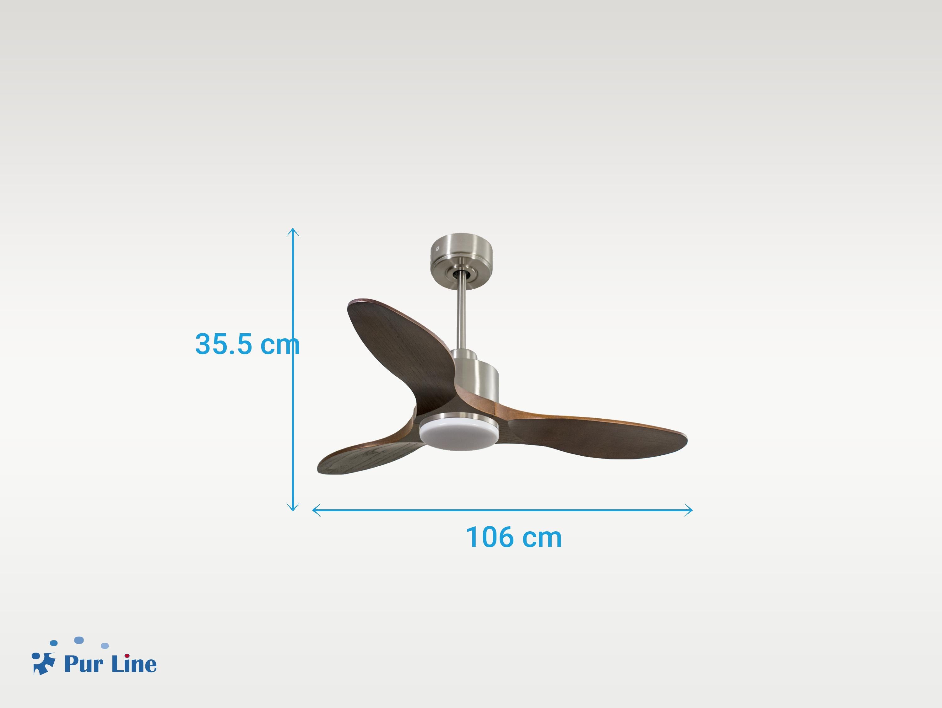 Ventilatore da soffitto Reversibile Termostato Dimmabile Wifi Motore CC Tetti inclinati Telecomando Luce a tre toni Hypersilence Memoria