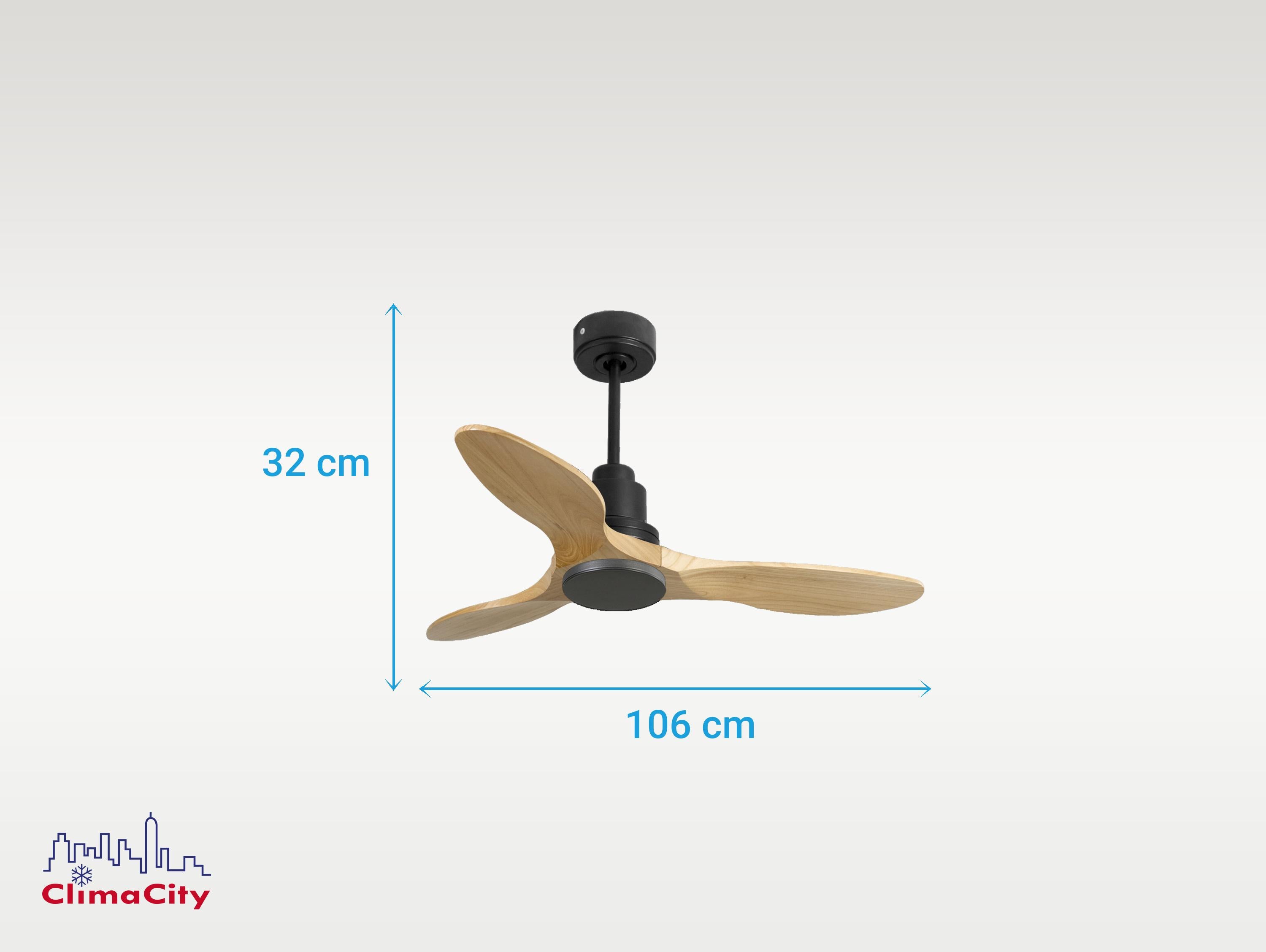 Ventilatore da soffitto Reversibile Termostato Wifi Motore CC Tetti inclinati Telecomando Hypersilence Memoria Shopify Vendible (AUTOMATICO)