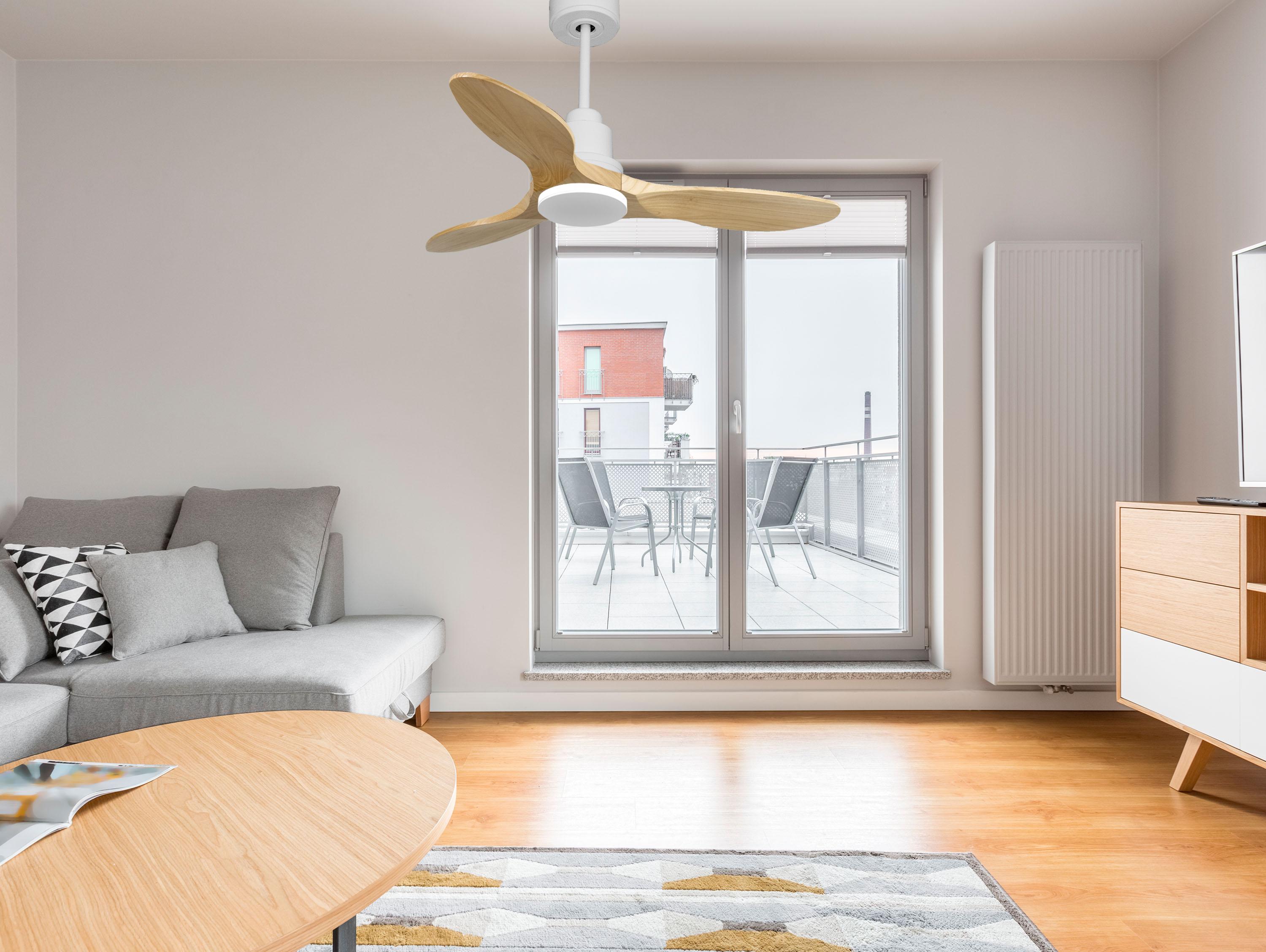 Ventilatore da soffitto Reversibile Termostato Wifi Motore CC Tetti inclinati Telecomando Hypersilence Memoria