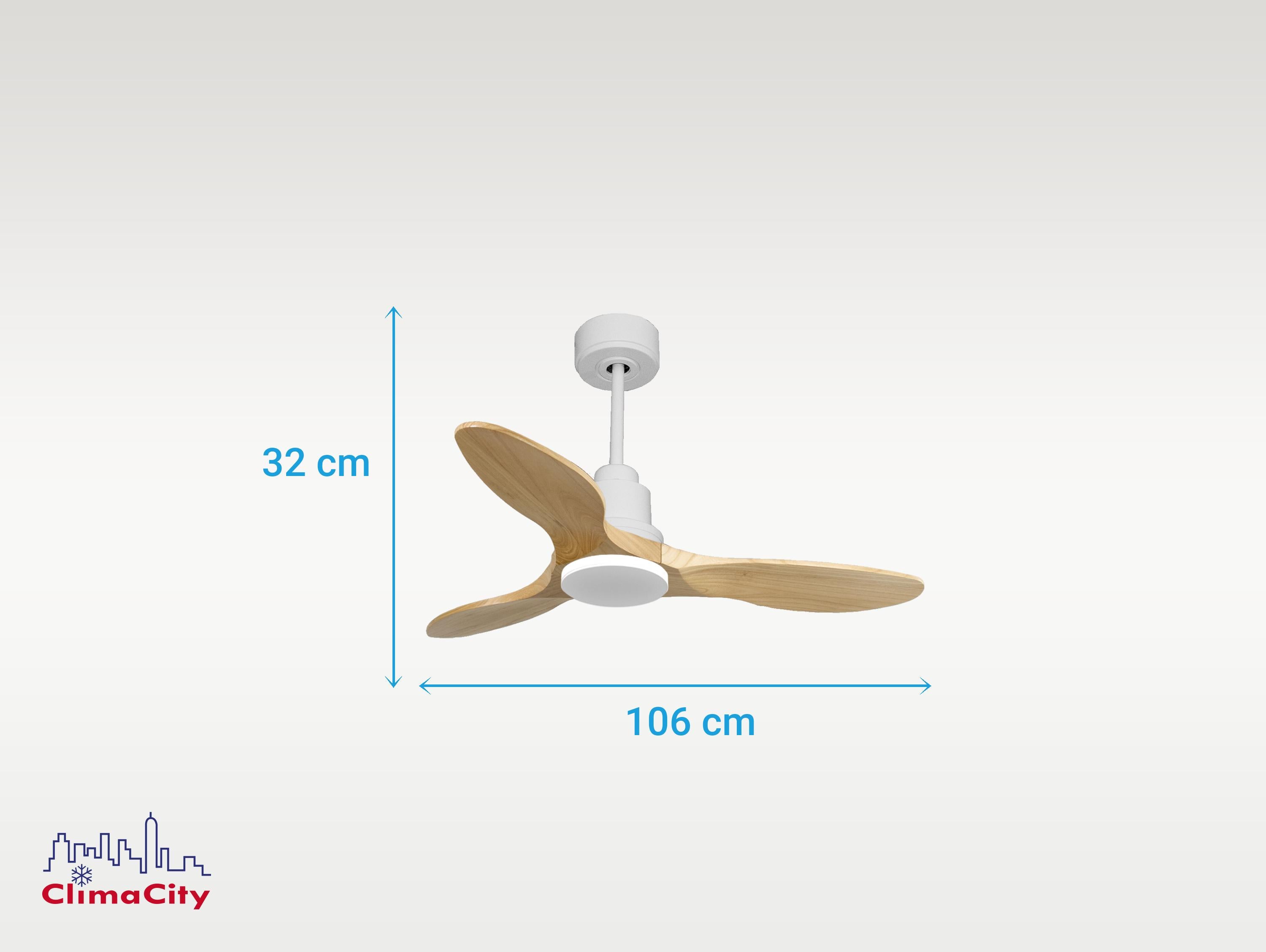 Ventilatore da soffitto Reversibile Termostato Wifi Motore CC Tetti inclinati Telecomando Hypersilence Memoria